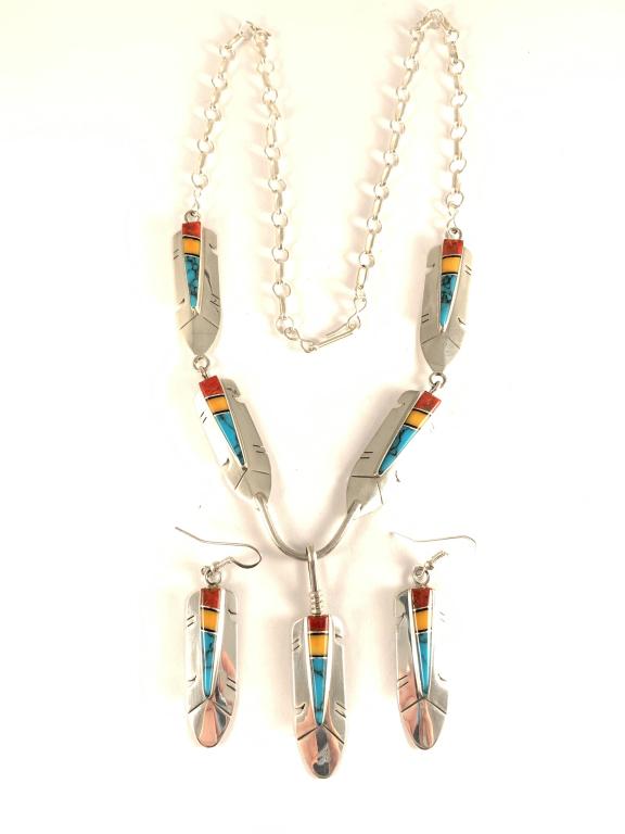 sterling silver multi stone necklace and earrings (1 of 4)