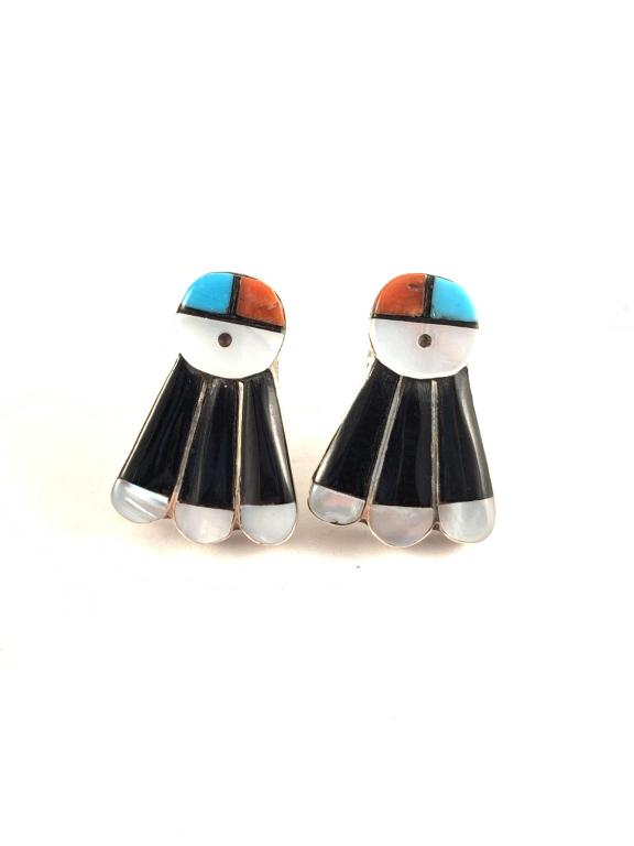 Multi stone colored earrings with Sunface: Clayton Vacit Zuni Handmade