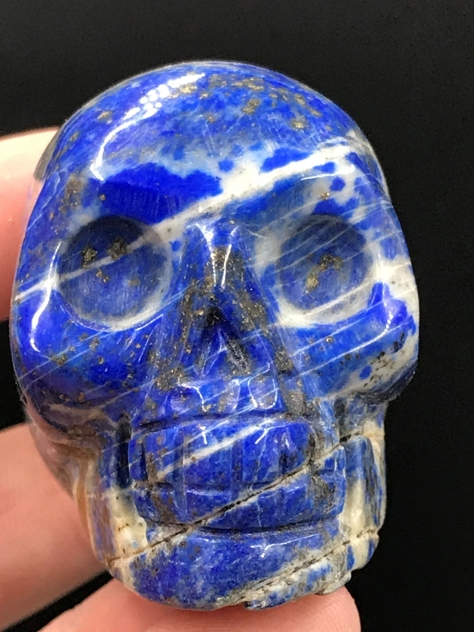 Quartz, Rock, Crystal, Natural, Collectible, Carving,: Lapis lazuli skull carving