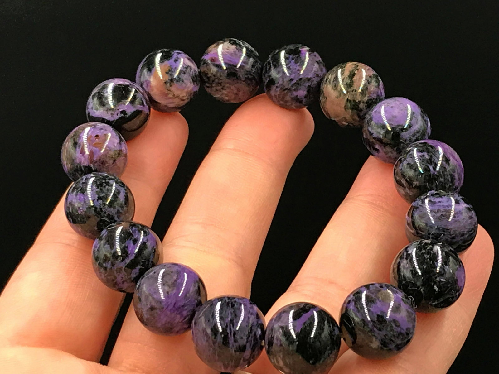 Charoite, Rock, Bead, Jewelry, Lapidary, Natural,: Charoite bead stretch-bracelet