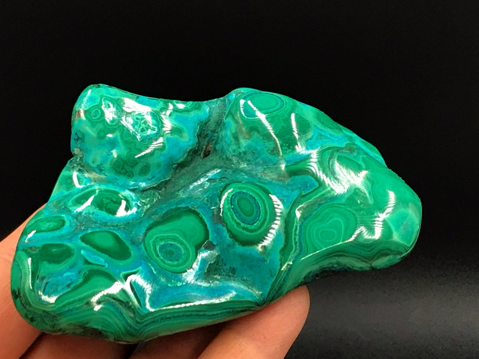 Rock, Crystal, Natural, Decor, Collectible,: Malachite with chrysacola polished freeform. Republic of Congo 7oz