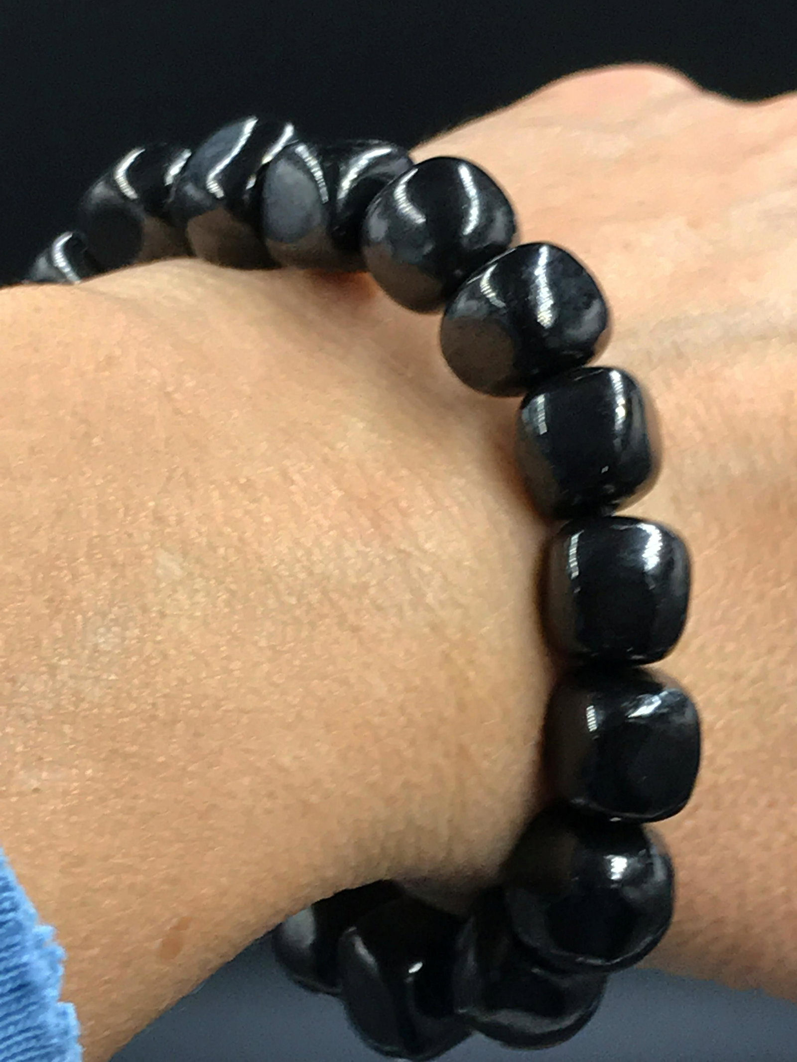 Shungite, Rock, Bead, Natural, Jewelry: Shungite bead stretch-bracelet