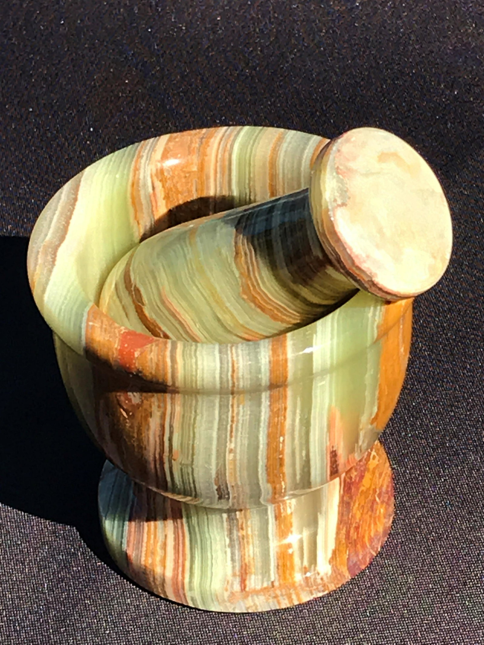 Rock, Crystal, Natural, Decor, Collectible,: Onyx (banded calcite) mortar & pestle 1lb