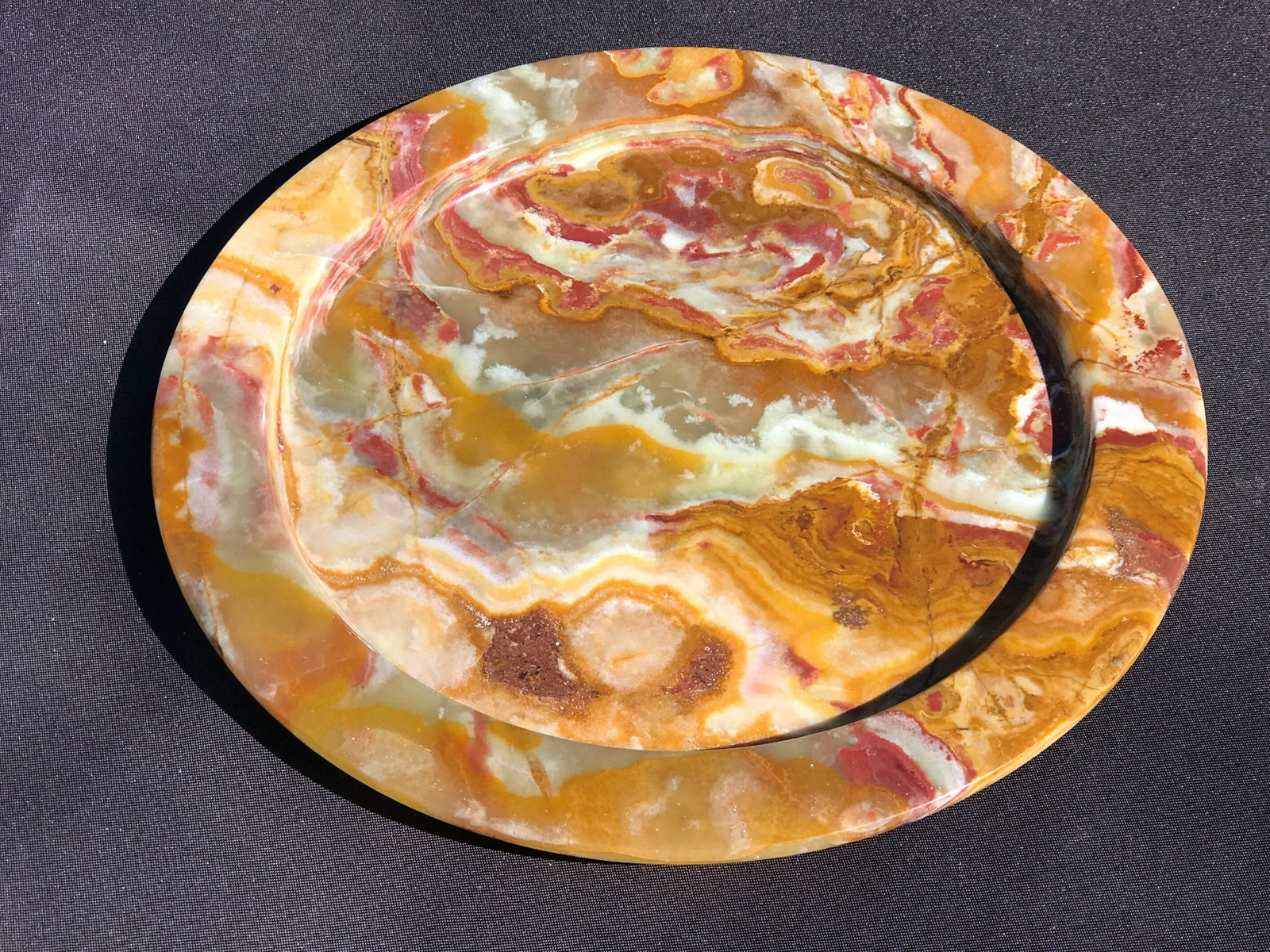 Rock, Crystal, Natural, Decor, Collectible,: 12" onyx (banded calcite) plate. Pakistan