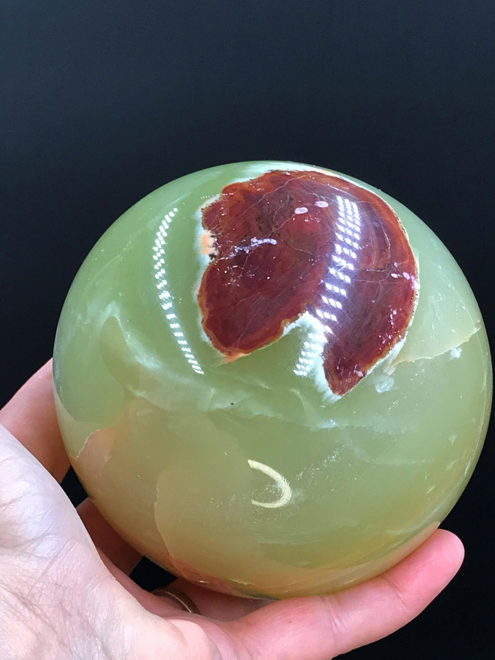 Rock, Crystal, Natural, Decor, Collectible, Carving,: 4" onyx (banded calcite) sphere. Pakistan