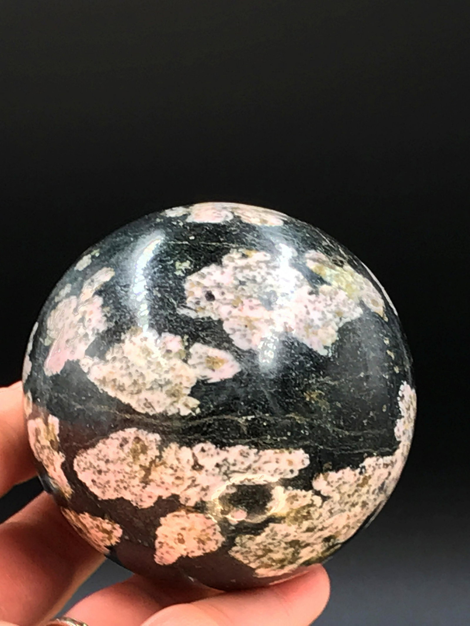 Rock, Crystal, Natural, Decor, Collectible, Carving,: Black jade sphere. Pakistan