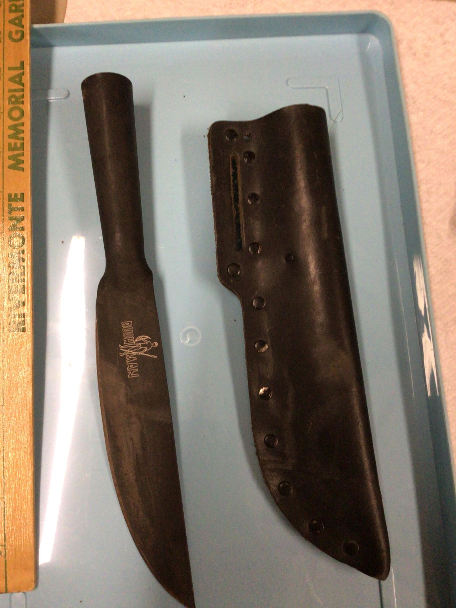 Bush man knife: Overall length approximately 12 1/2