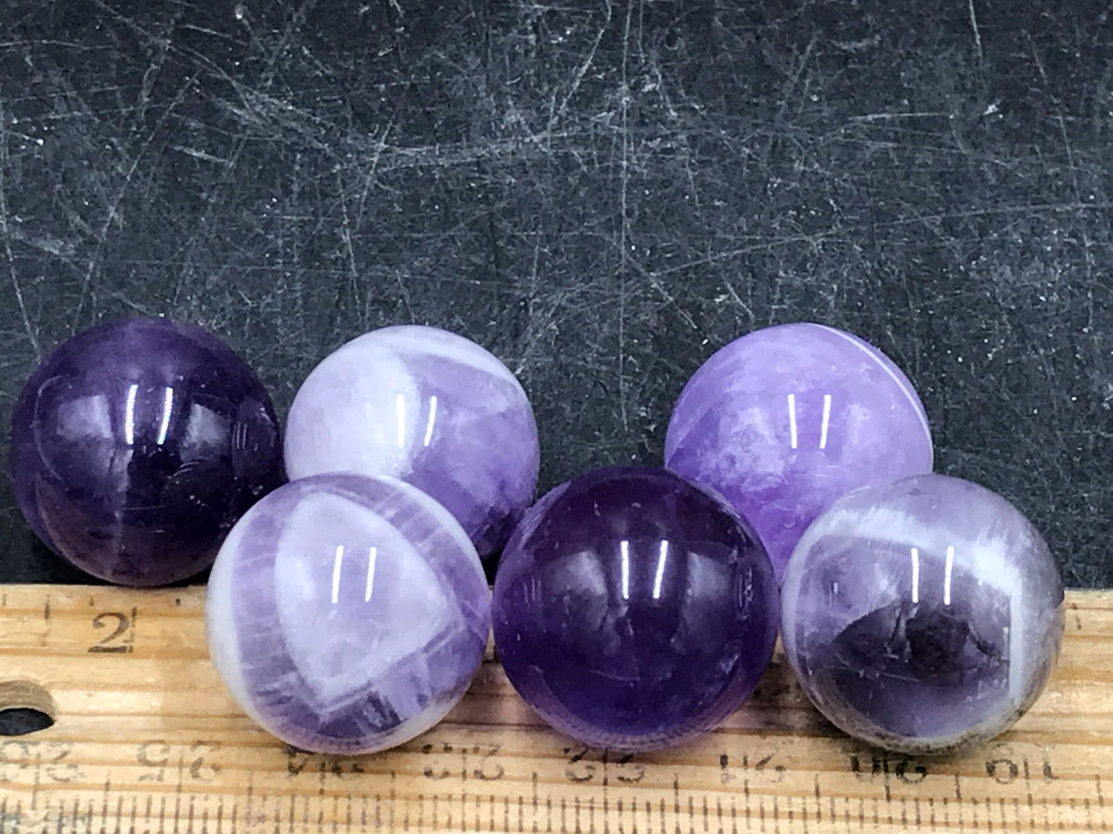 Rock, Crystal, Natural, Collectible, Toy, Marble: Chevron Amethyst Marbles Set of 6