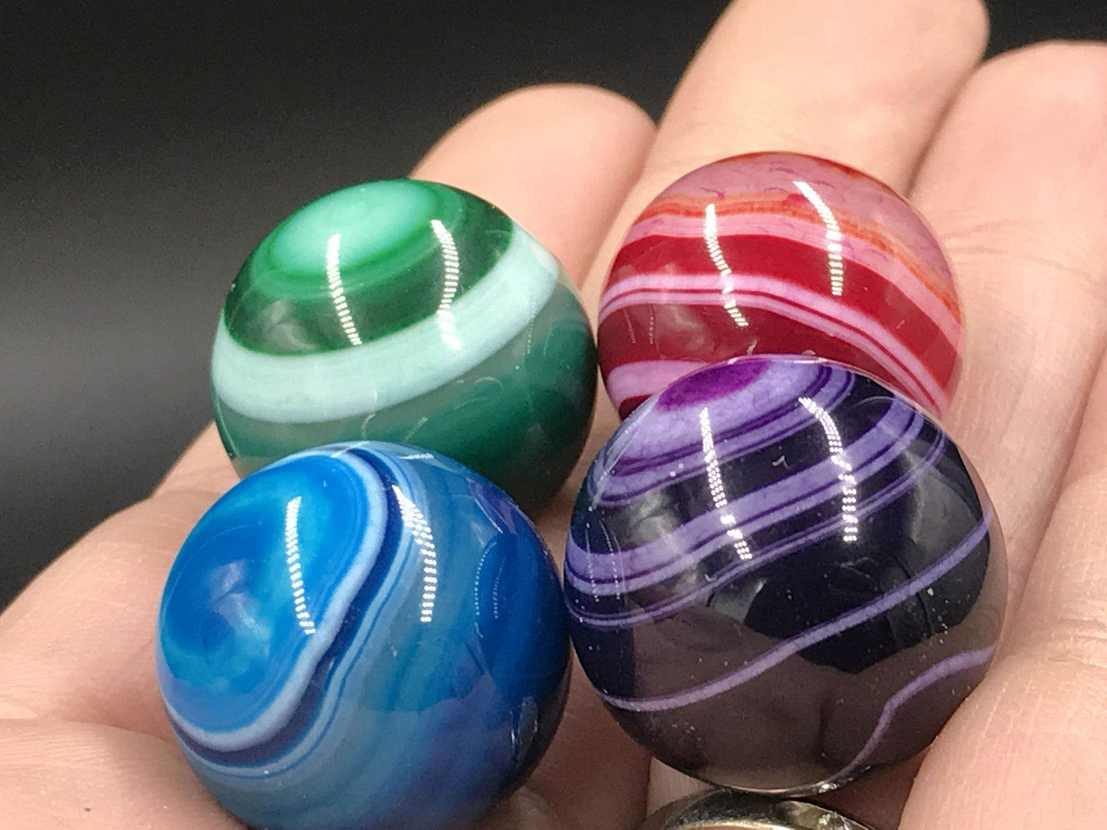 Marbles, Rock, Toy, Collectible: Agate Marbles (Dyed) Set of 4