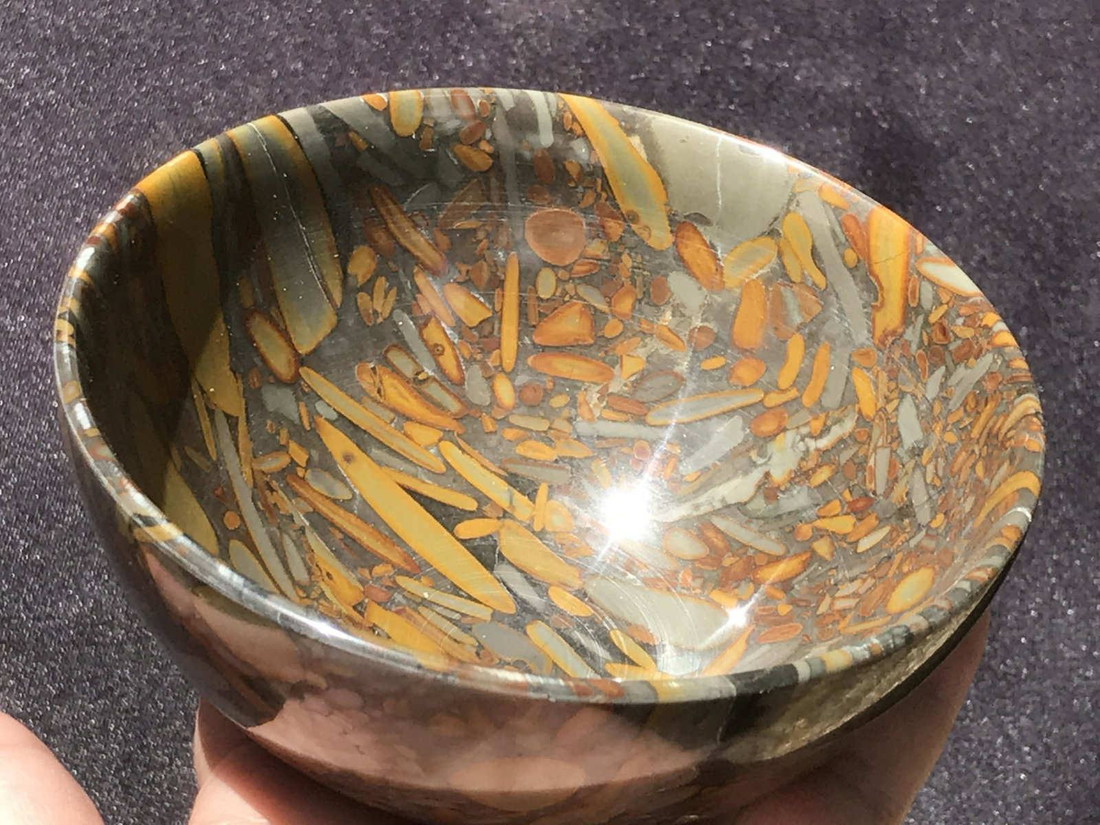 Rock, Crystal, Natural, Decor, Collectible,: Fossil Oolite Jasper Bowl China