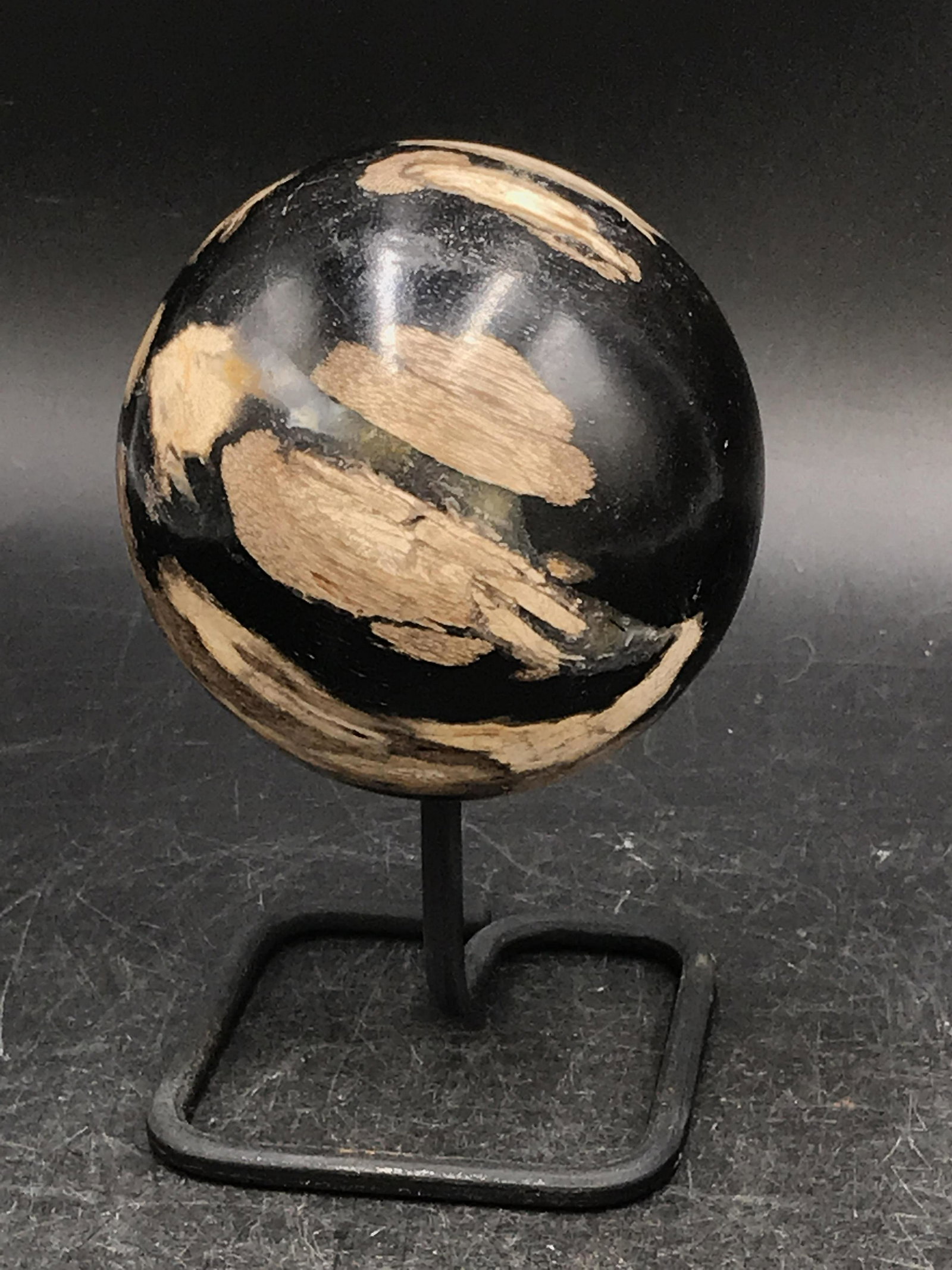 Wood, Fossil, Natural, Decor, Collectible, Carving,: Petrified Wood Sphere on Stand Indonesia 15 M.Y.O. 1lb 10oz