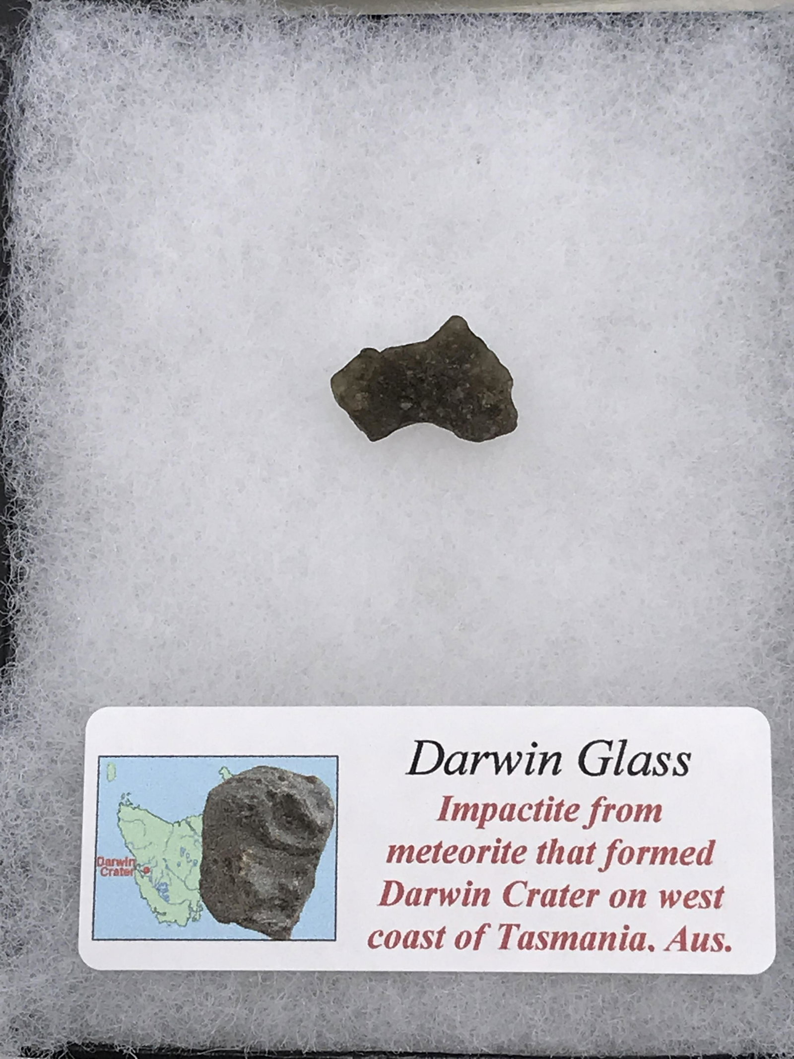 Impact Glass, Crystal, Natural, Collectible,: Darwin Meteor Impact Glass Tasmania 0.8g