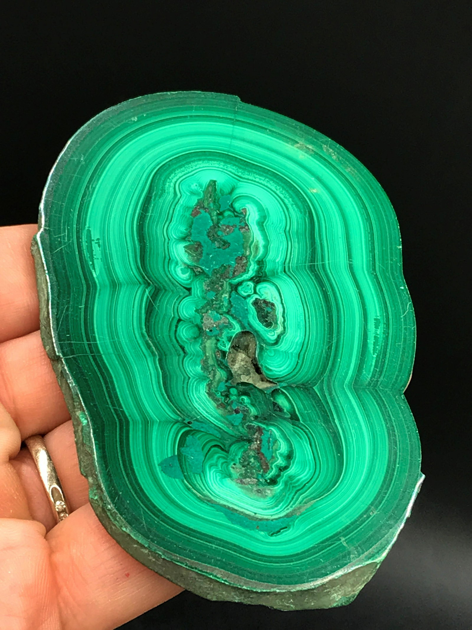 Rock, Crystal, Natural, Decor, Collectible,: Malachite Slab Republic of Congo 3.5oz