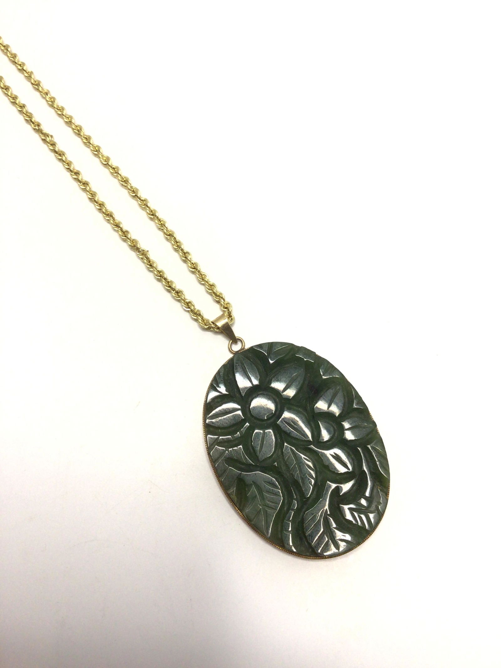 14K Gold Chain with 18K Gold Stone: 12.1 Gram Stone 1.9 Gram Chain