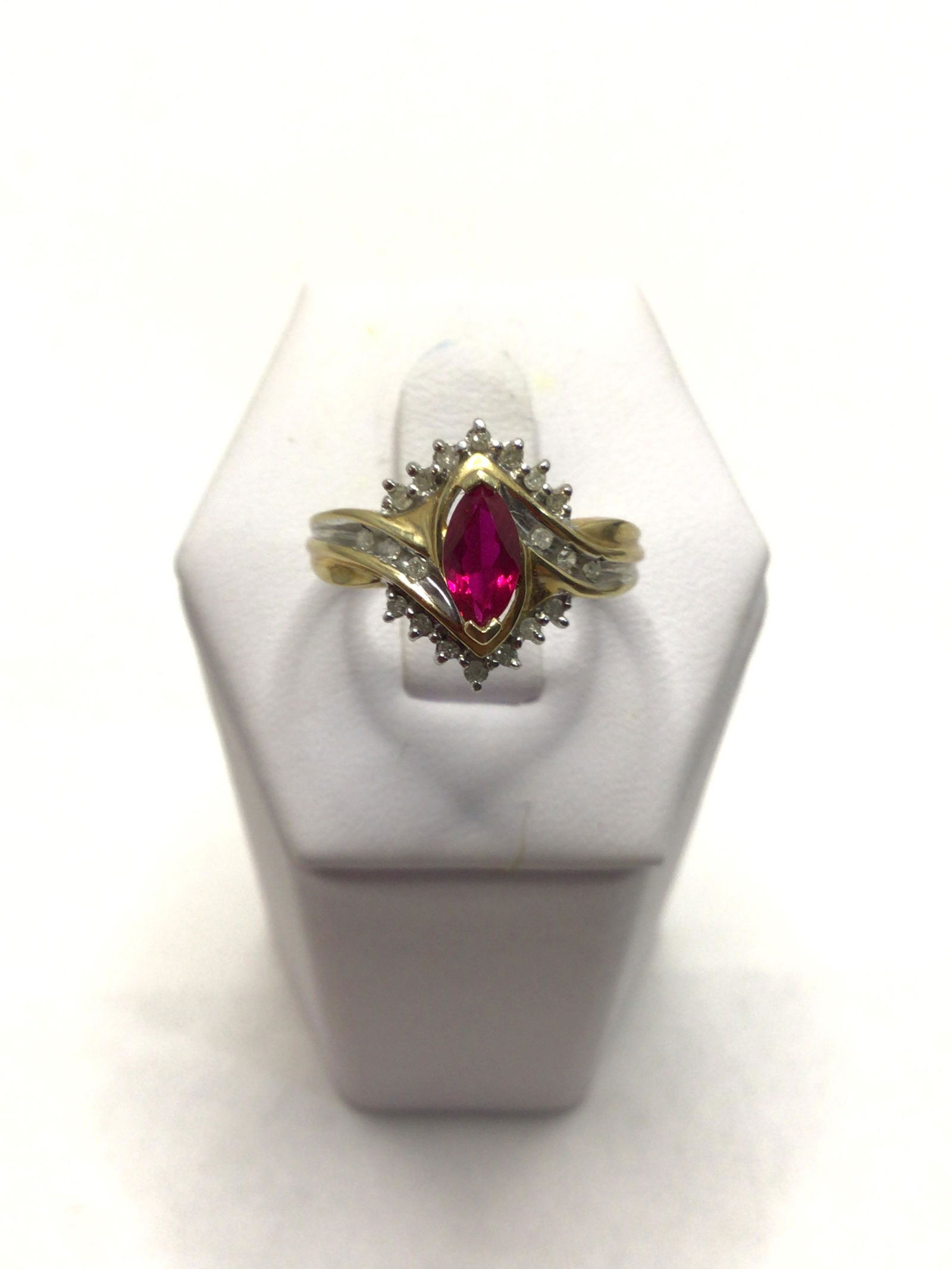 10K Gold Diamond Ruby Stone Ring (1 of 3)