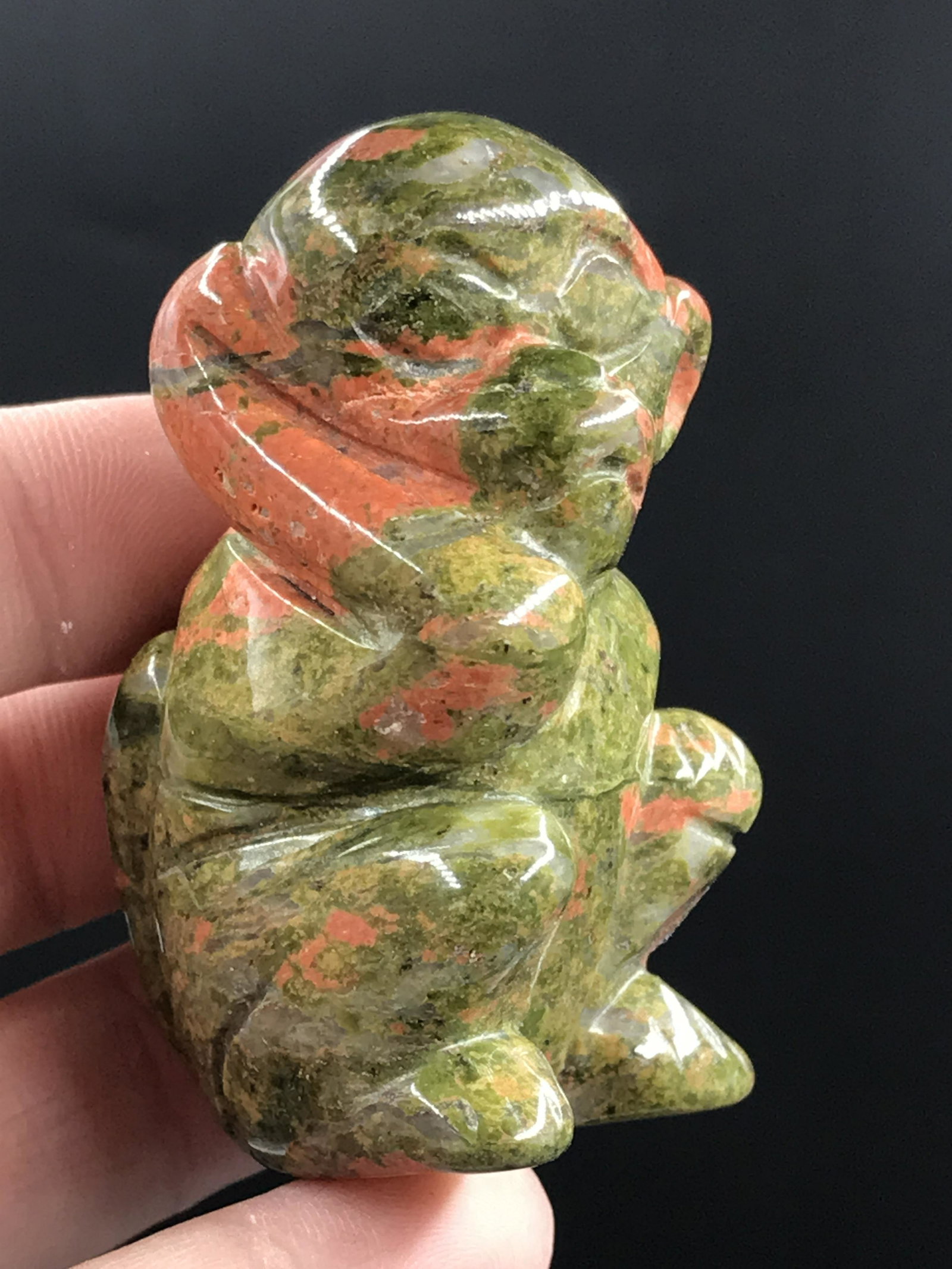 Rock, Crystal, Natural, Collectible, Carving, Animal,: Unikite Monkey Carving 3oz