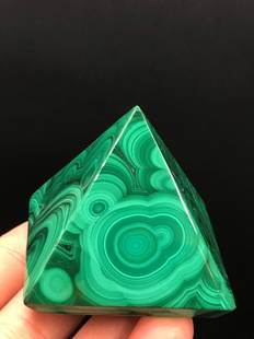 Rock, Crystal, Natural, Collectible, Carving, Pyramid: Malachite Panel Pyramid