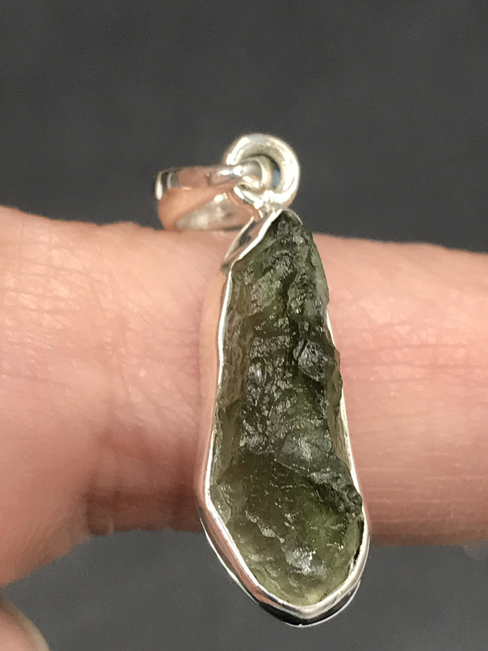 Impact Glass, Crystal, Natural, Collectible, Outerspace, Meteorite, Moldavite, Pendant, Sterling (1 of 4)