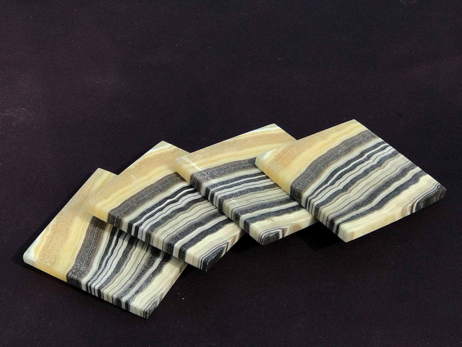 Rock, Crystal, Natural, Decor, Collectible, Coasters: Zebra Calcite Coasters Set Mexico