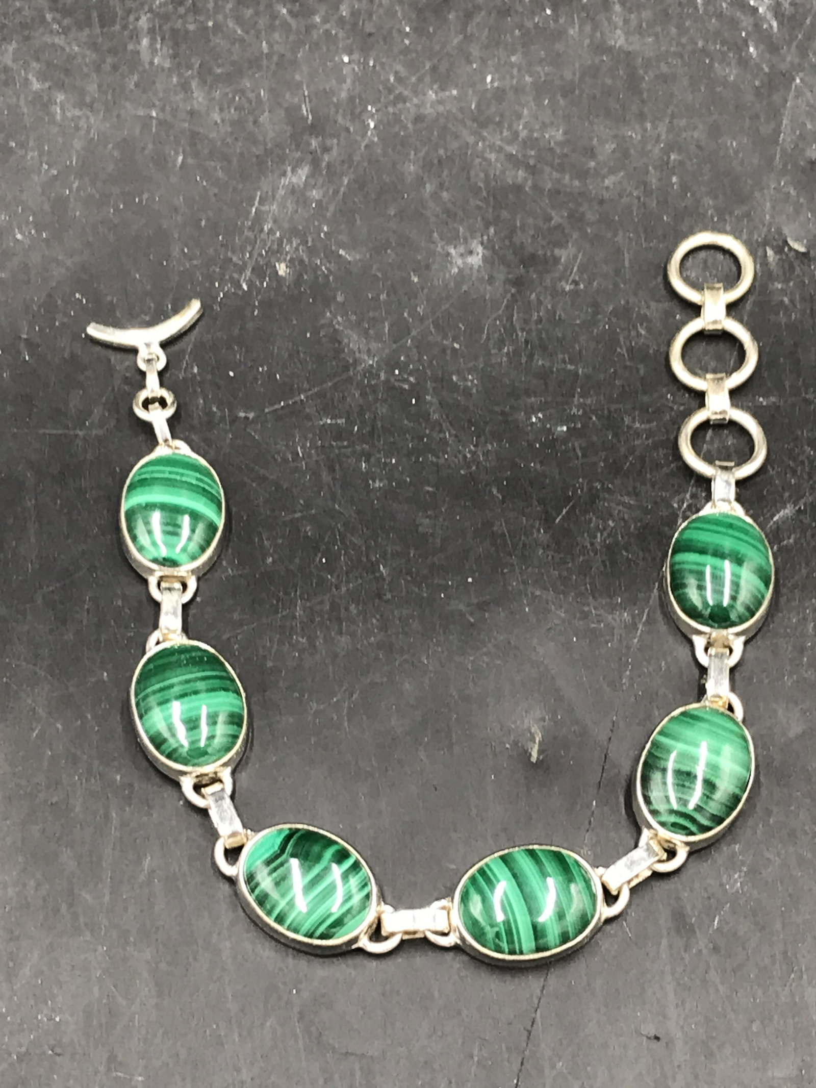 Rock, Crystal, Natural, Jewelry, Bracelet, Sterling: Malachite Bracelet