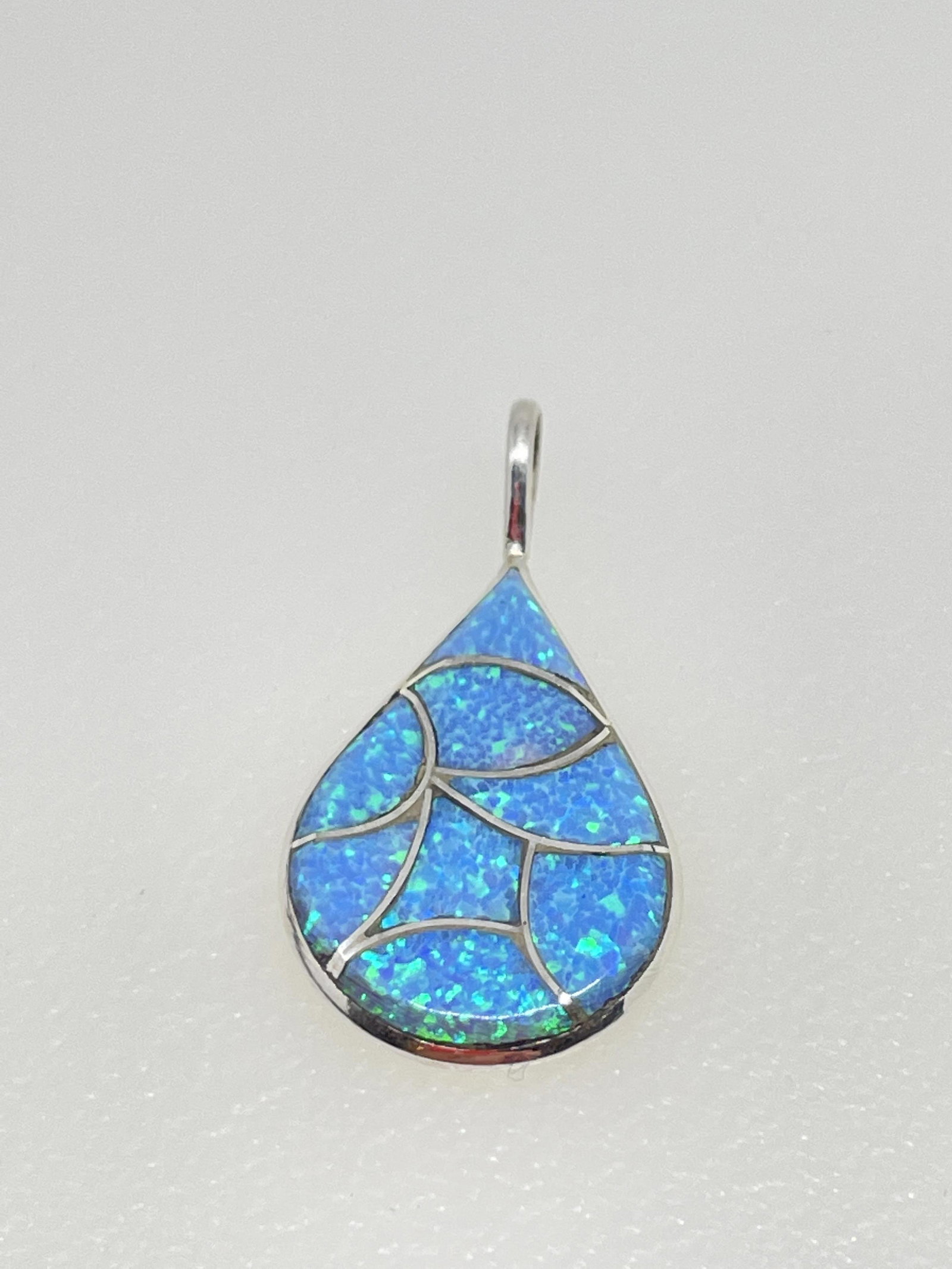 Blue opal mermaid fin pendant (1 of 3)