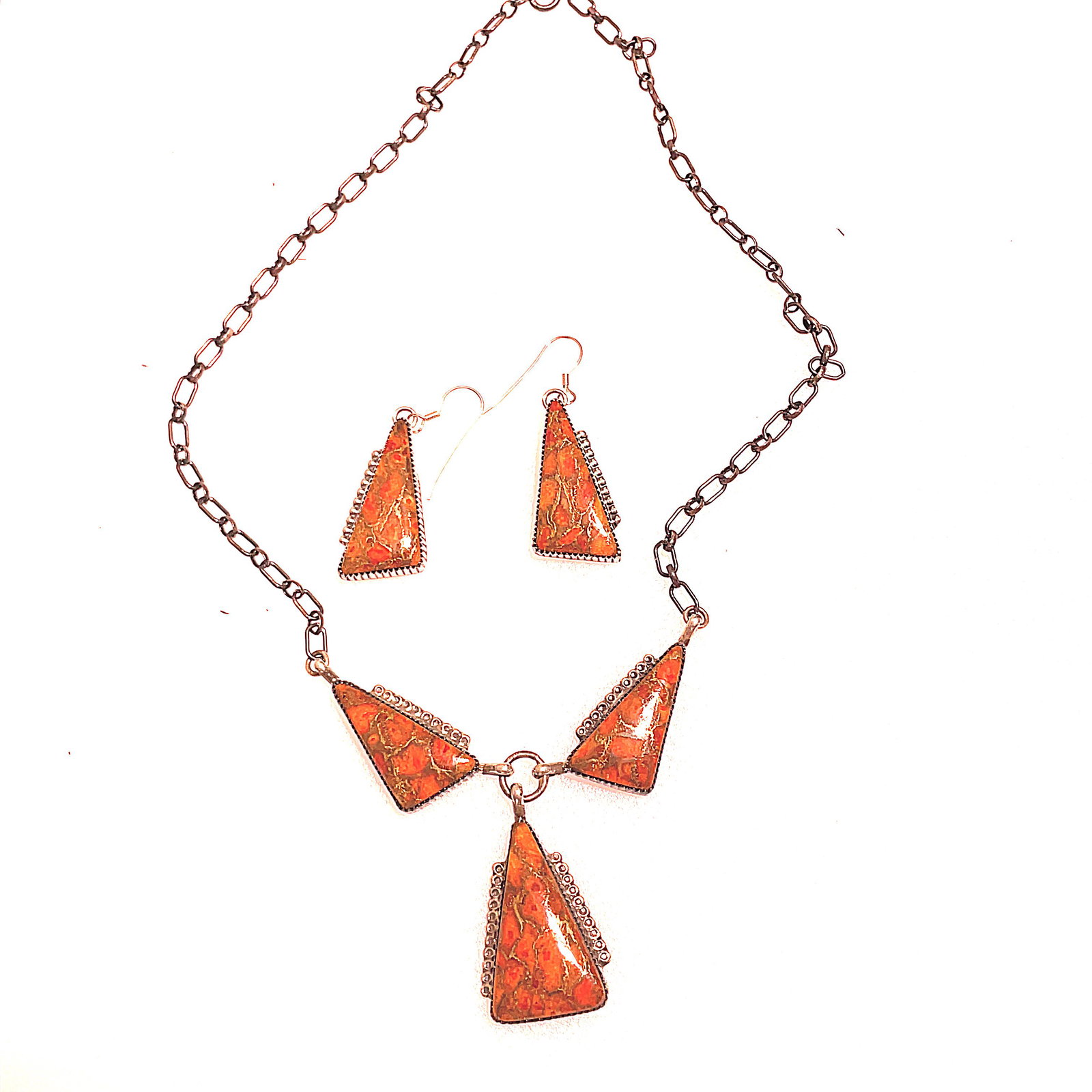 Matching earrings and necklace orange stones (1 of 6)