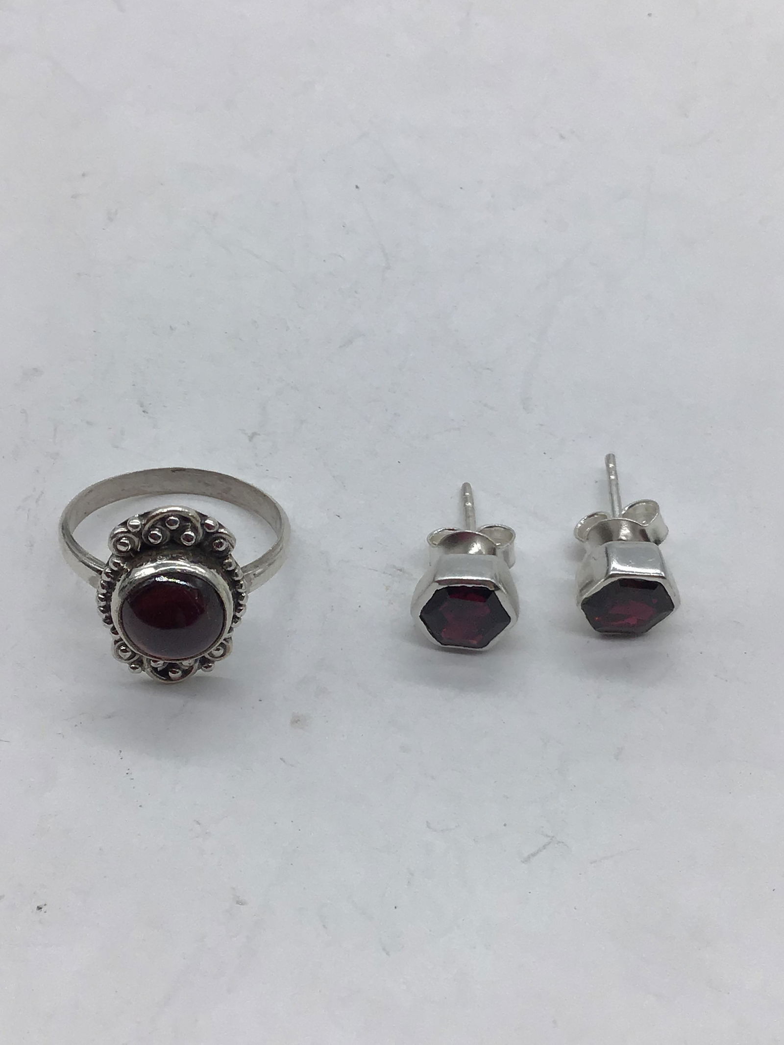 Sterling silver ring and earring set size 5.5 (1 of 2)