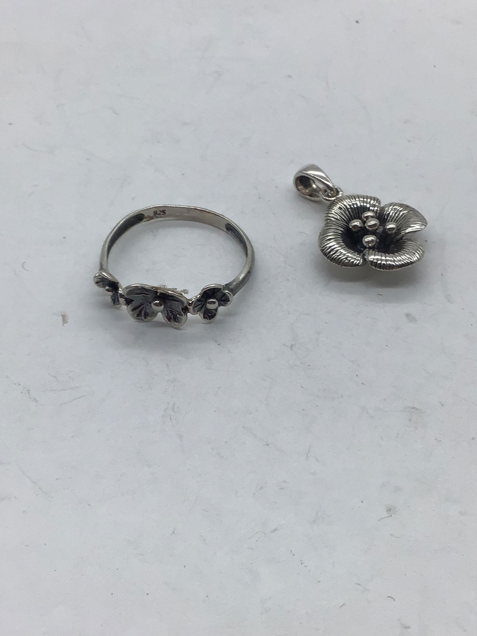 Size 9.5 Sterling silver ring and pendant (1 of 3)