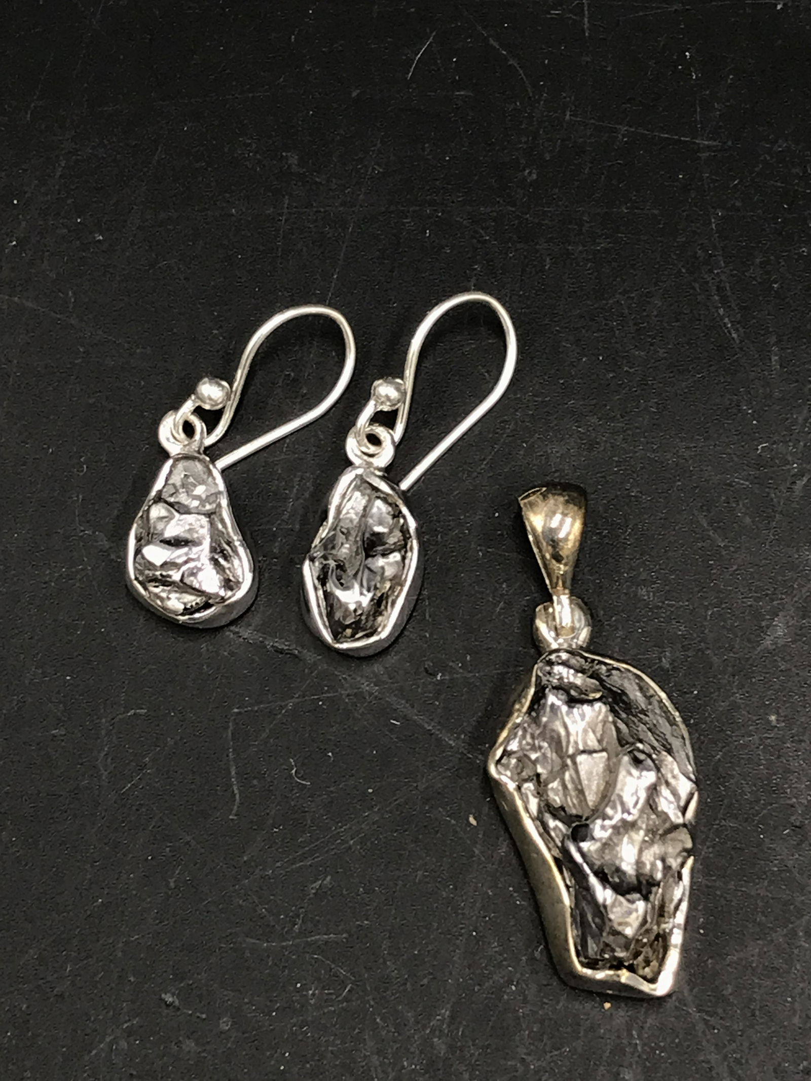 Meteorite, Outerspace, Rock, Natural, Jewelry, Sterling, Pendant, Ear Ring (1 of 4)