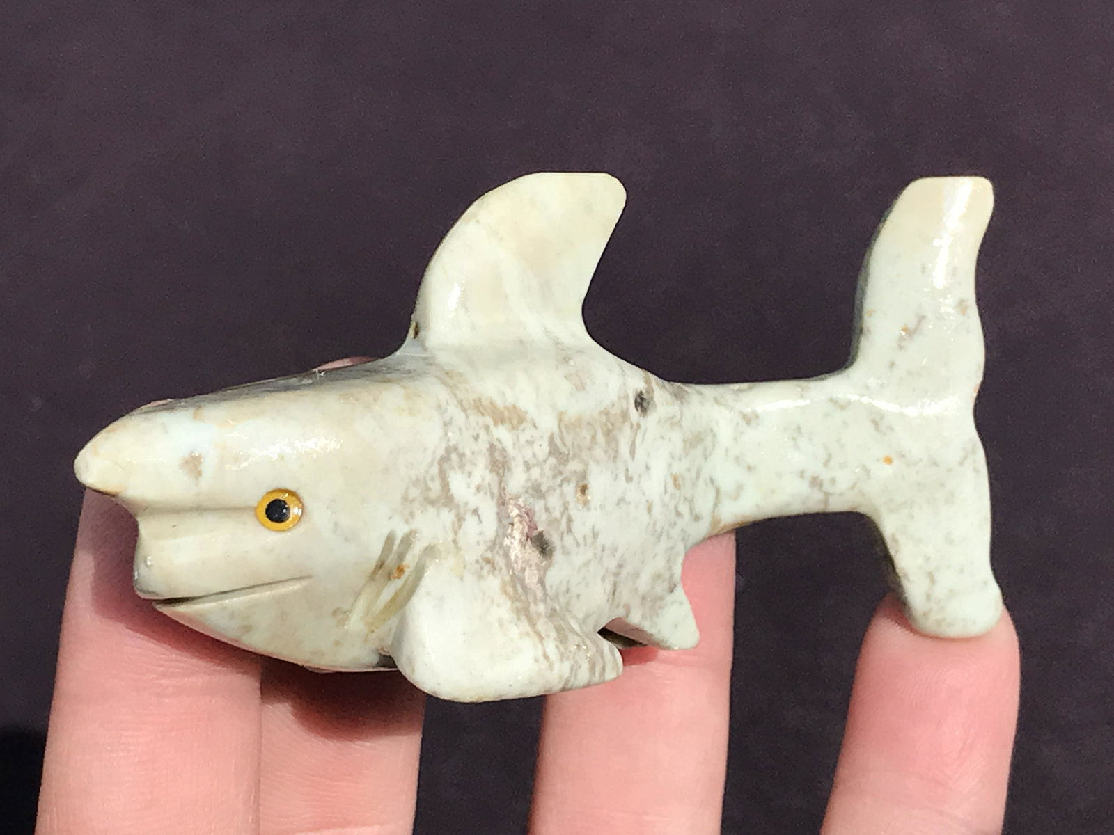 Rock, Crystal, Natural, Decor, Collectible, Carving, Animal, Shark: Soapstone Shark Carving