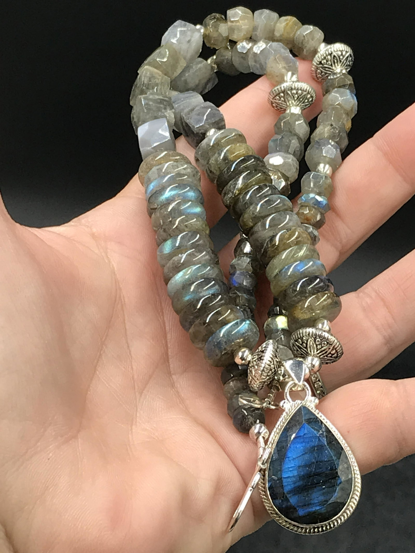 Rock, Crystal, Natural, Jewelry, Necklace, Ear Rings, Bead: Labradorite Bead Jewelry Hand Crafted