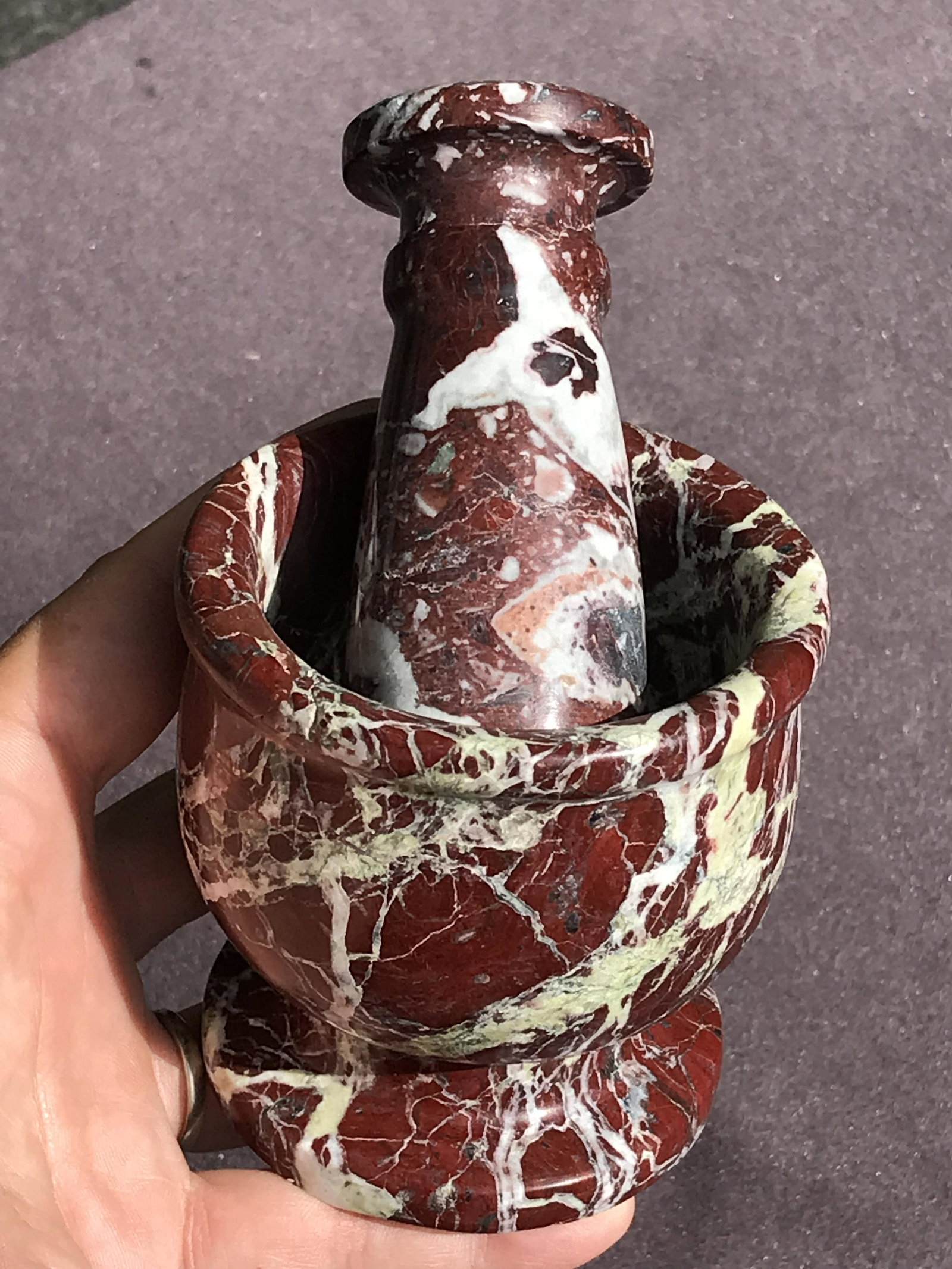 Red Zebra Marble Mortar & Pestle 3" (1 of 4)