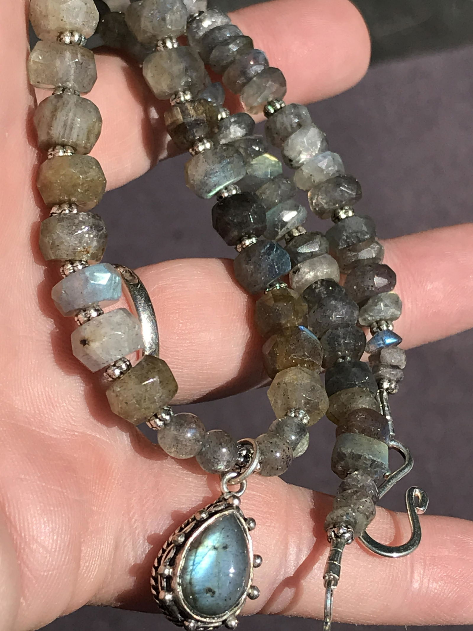 Labradorite Beaded Jewelry: Labradorite Bead Jewelry Necklace & Ear Rings