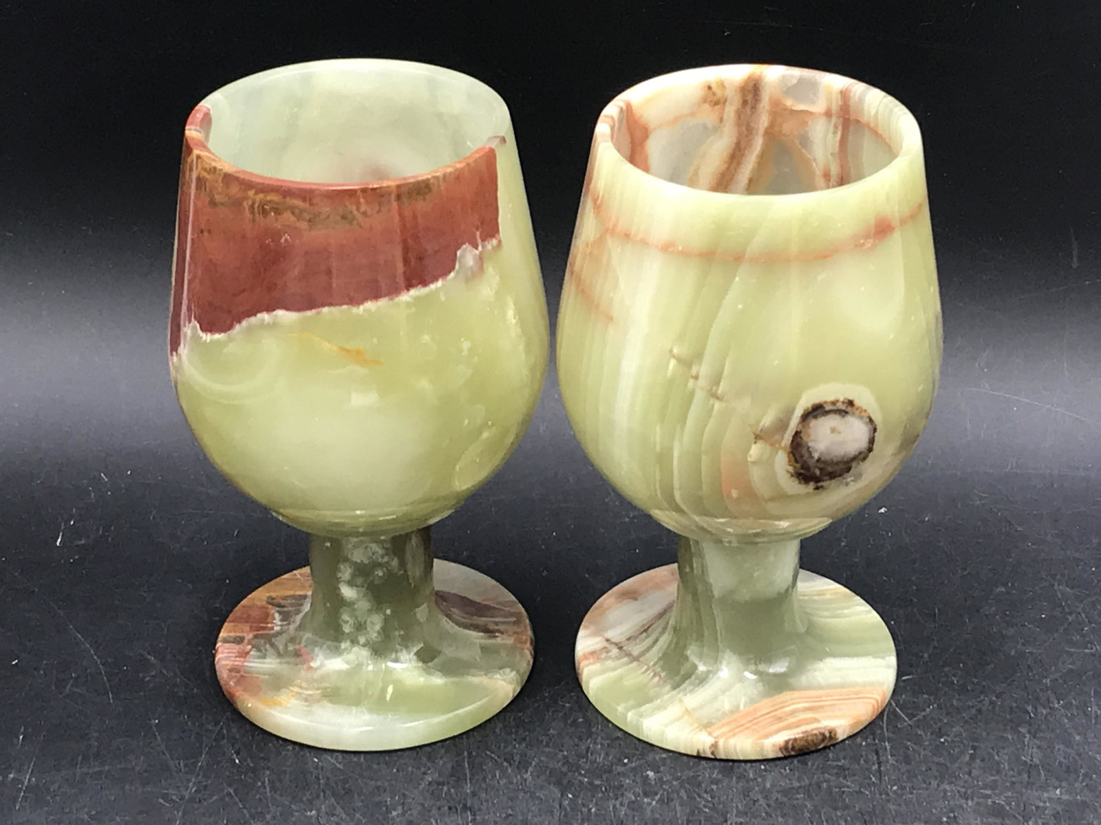 2 Onyx (Banded Calcite) Goblets: 2 Onyx (Banded Calcite) Goblets