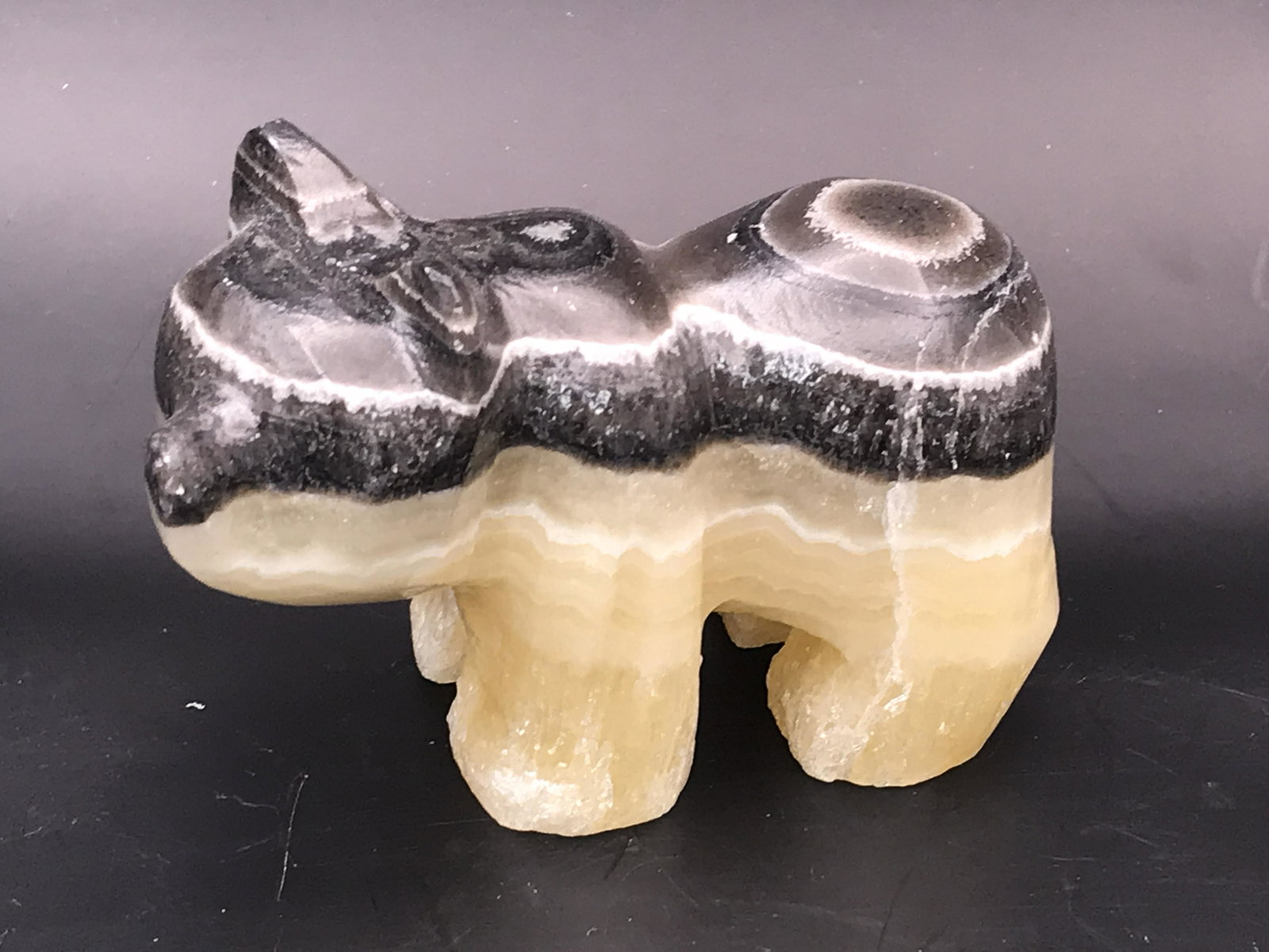 Zebra Calcite Bear Carving (1 of 4)
