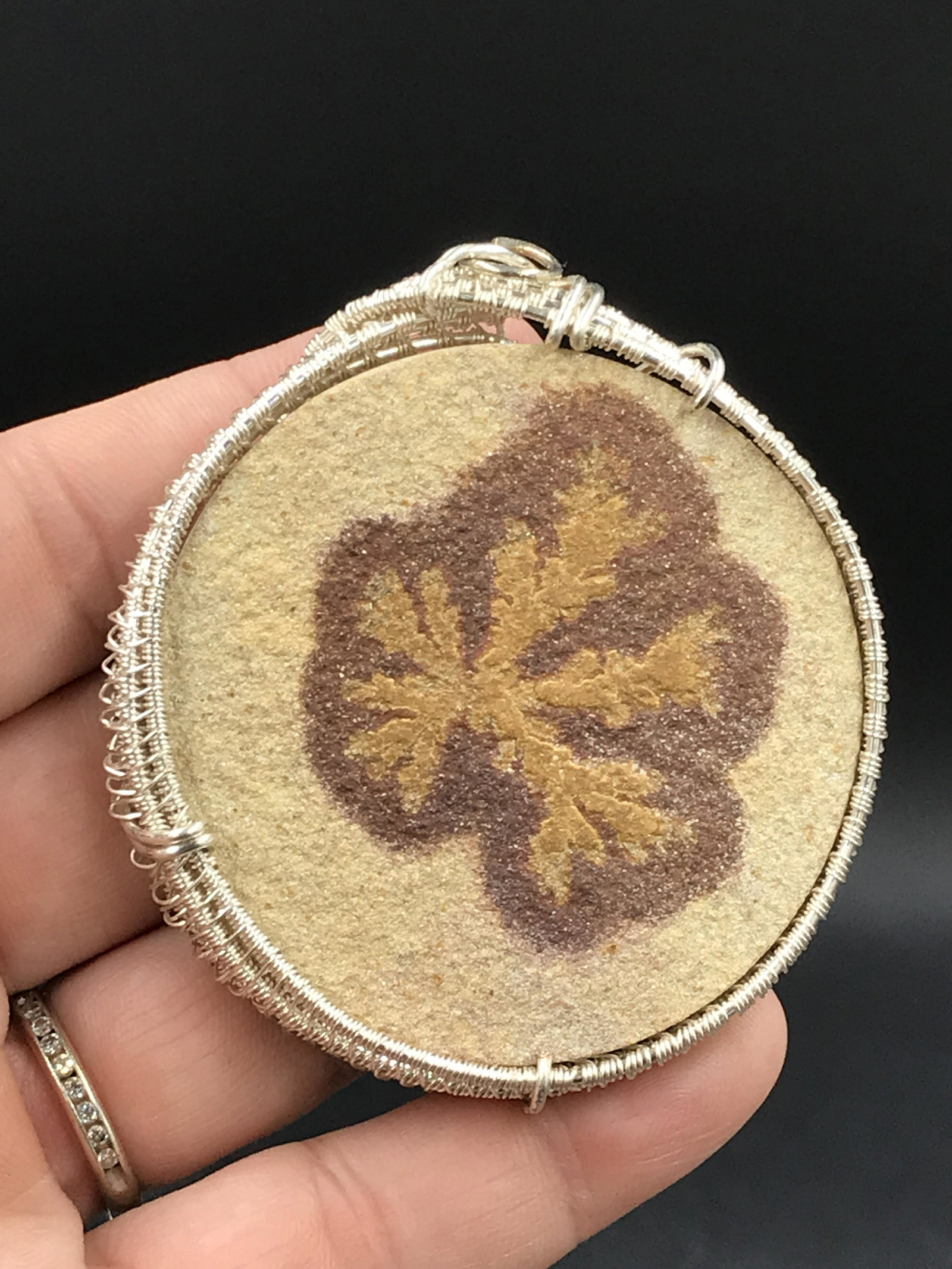 Wire-wrap Pendant: Dendritic Limestone: Dendritic Limestone Wire-Wrap Pendant