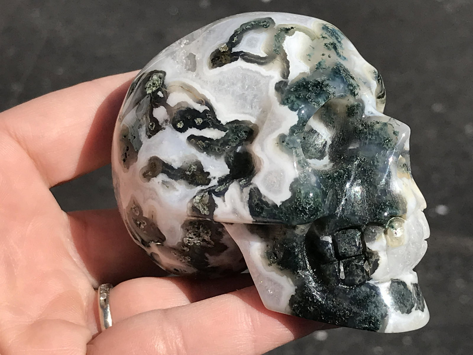 Rock, Crystal, Natural, Decor, Collectible, Carving, Skull: Agate Skull 3"