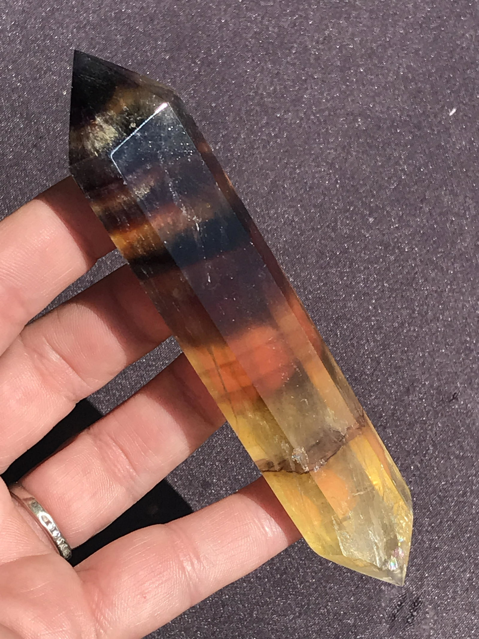 Rock, Crystal, Natural, Decor, Collectible, Carving, Wand: Fluorite Wand Double-Terminated 5"