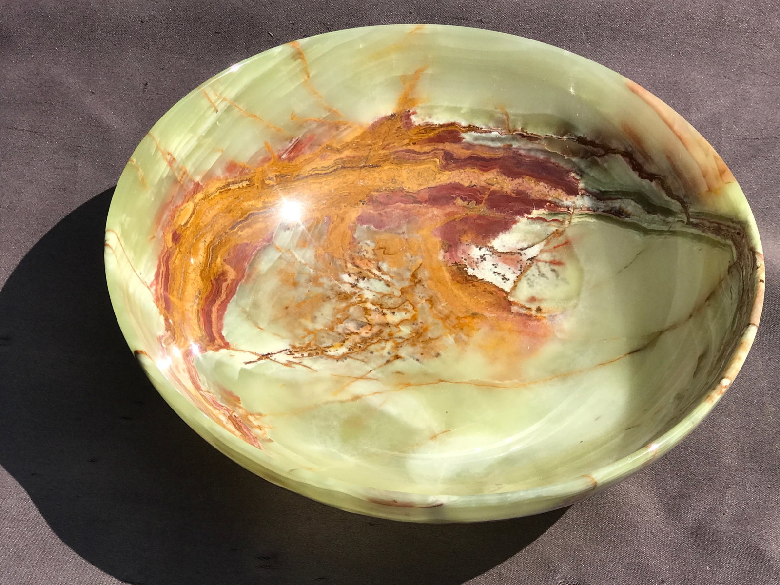 Rock, Crystal, Natural, Decor, Collectible, Carving, Bowl: Onyx Bowl (Banded Calcite) Pakistan 10"