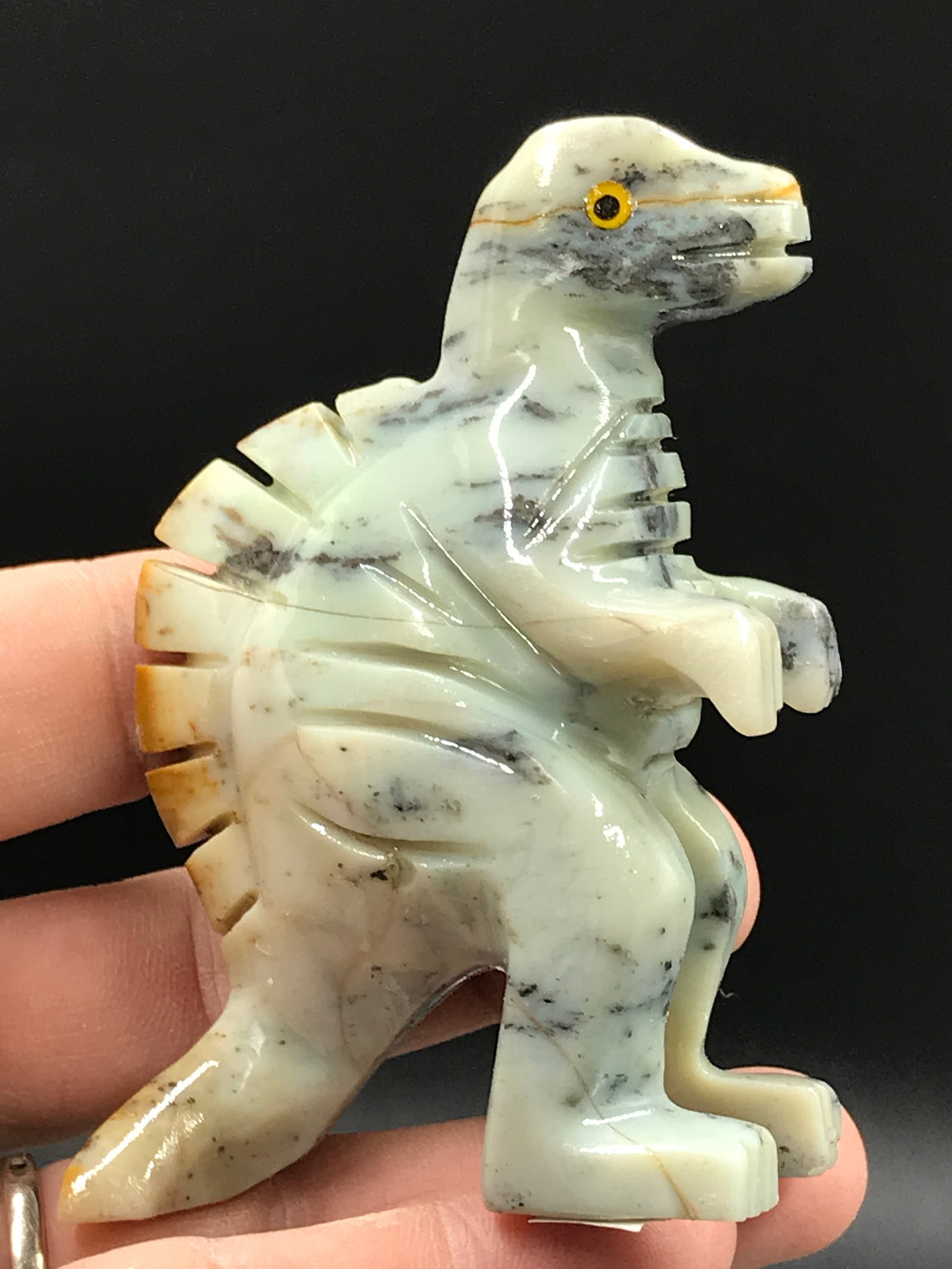 Rock, Crystal, Natural, Decor, Collectible, Carving, Dinosaur: Soapstone Spinosaur
