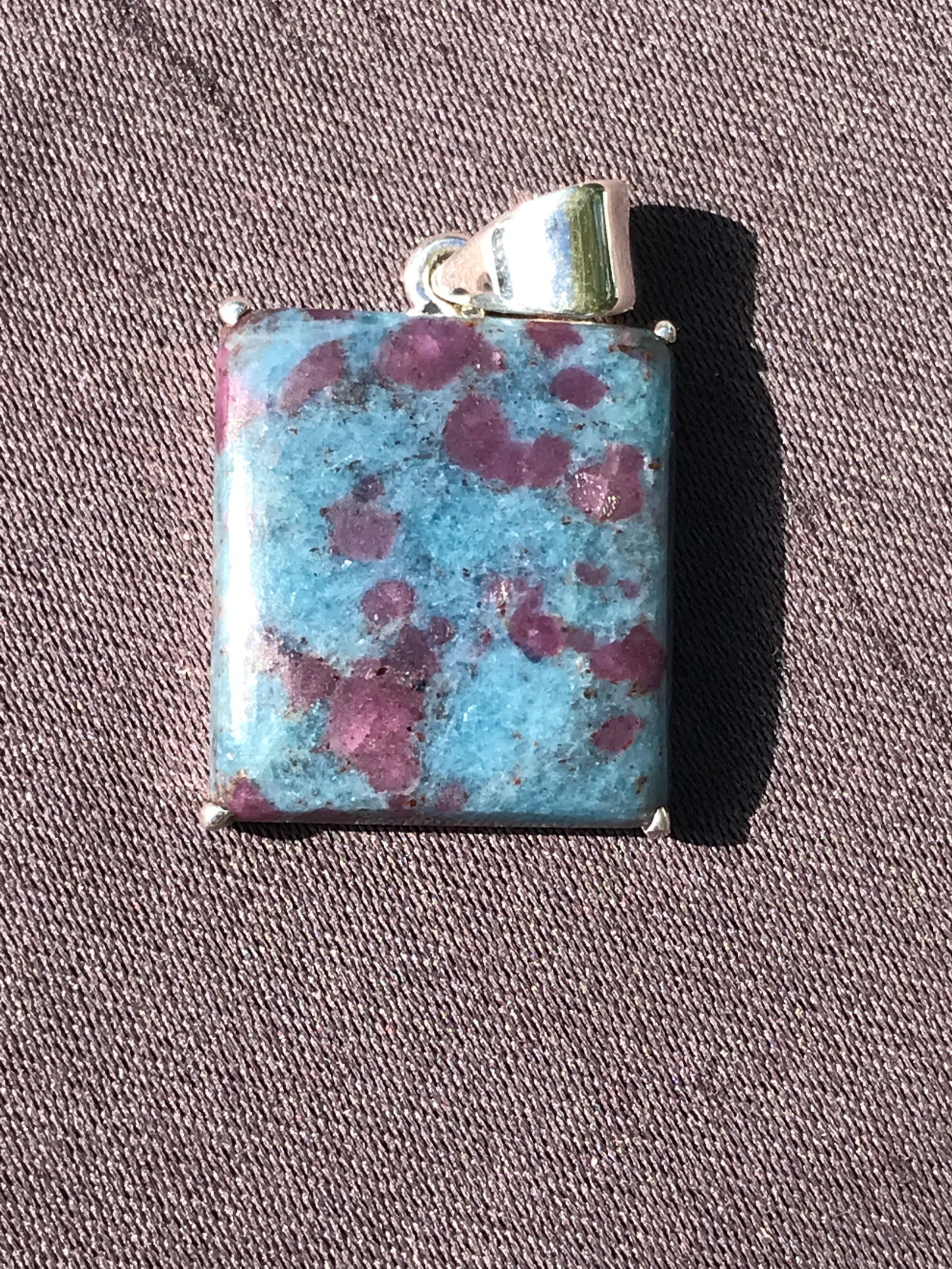 Rock, Crystal, Natural, Jewelry, Pendant, Sterling: Ruby in Kyanite Sterling Silver Pendant