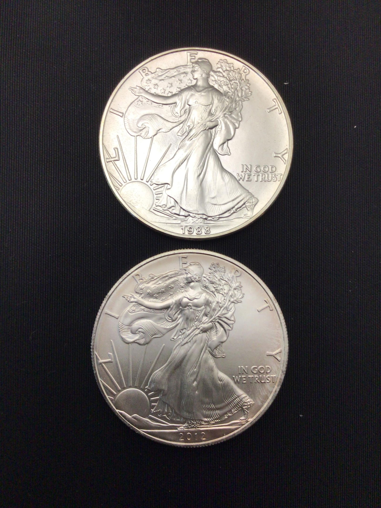 1988 & 2012 US Silver Eagles (1 of 2)