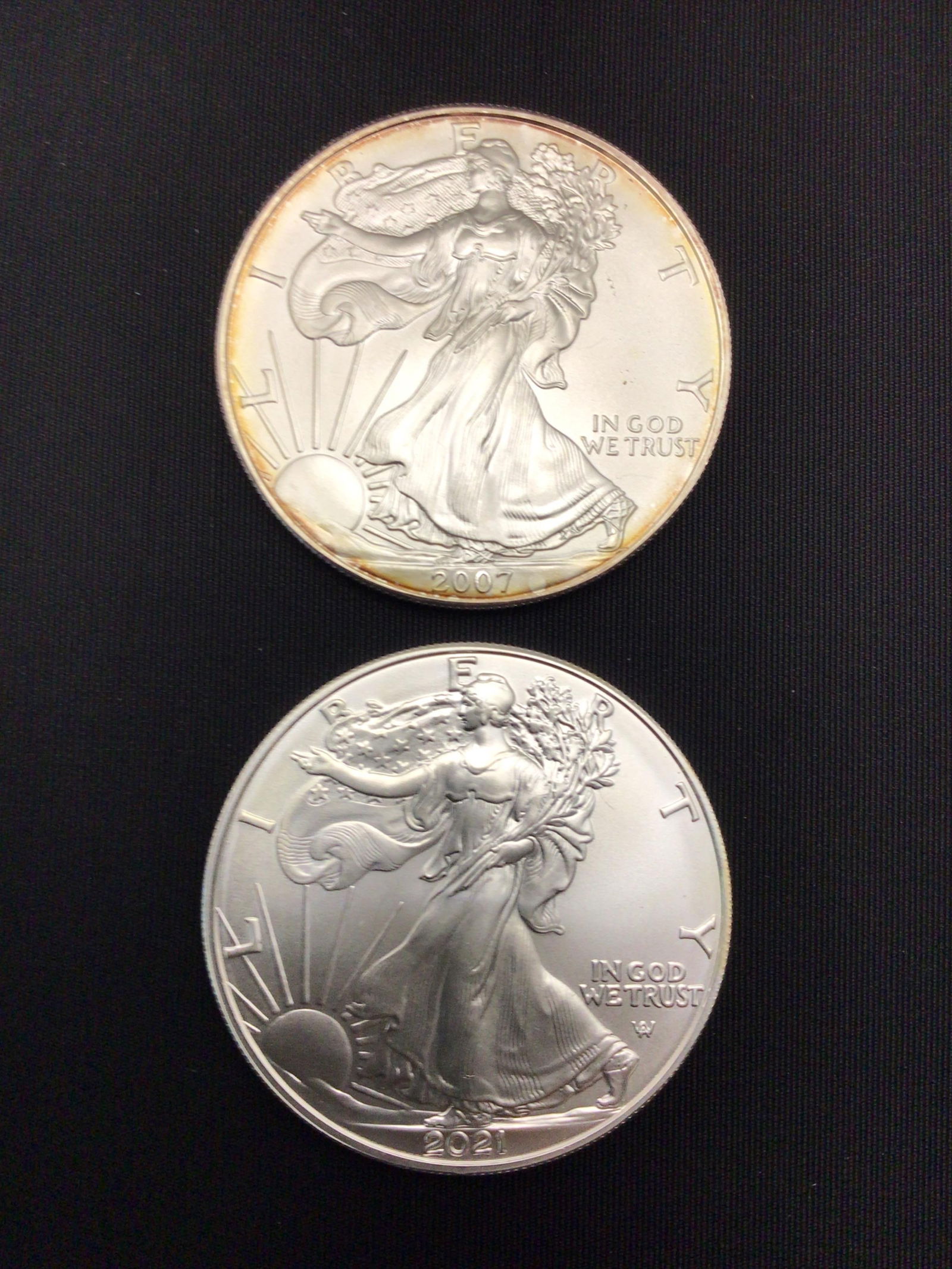 2007 & 2021 US Silver Eagles (1 of 2)