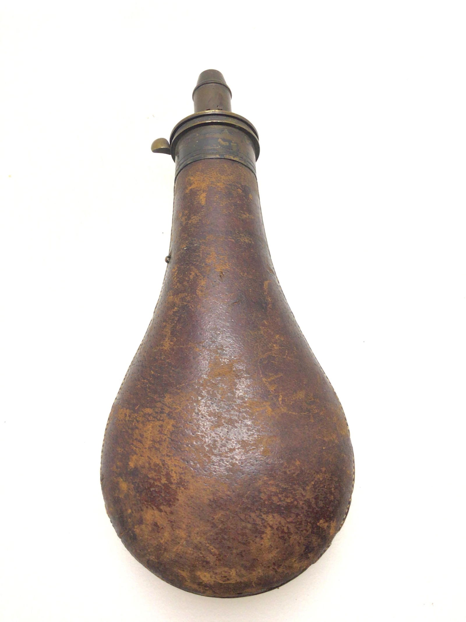 Civil War era leather covered black powder flask (1 of 6)