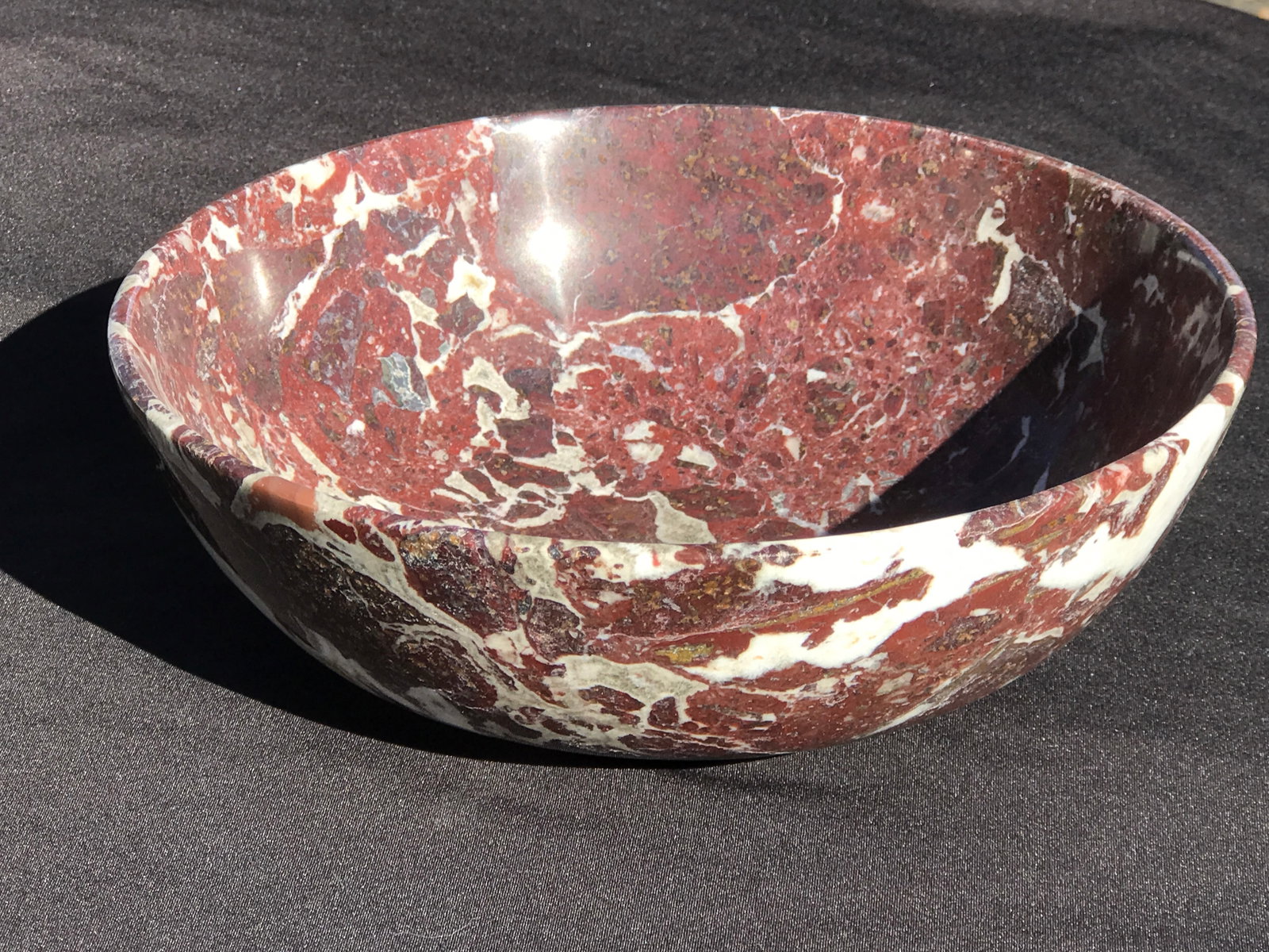 Rock, Crystal, Natural, Decor, Collectible, Carving, Bowl: Red Breciated Jasper Bowl