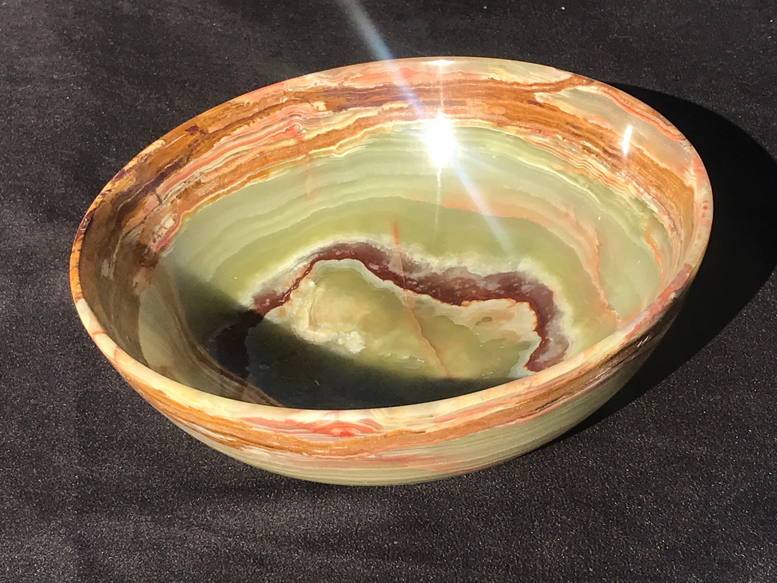 Rock, Crystal, Natural, Decor, Collectible, Carving, Bowl: Onyx Bowl Pakistan 10"