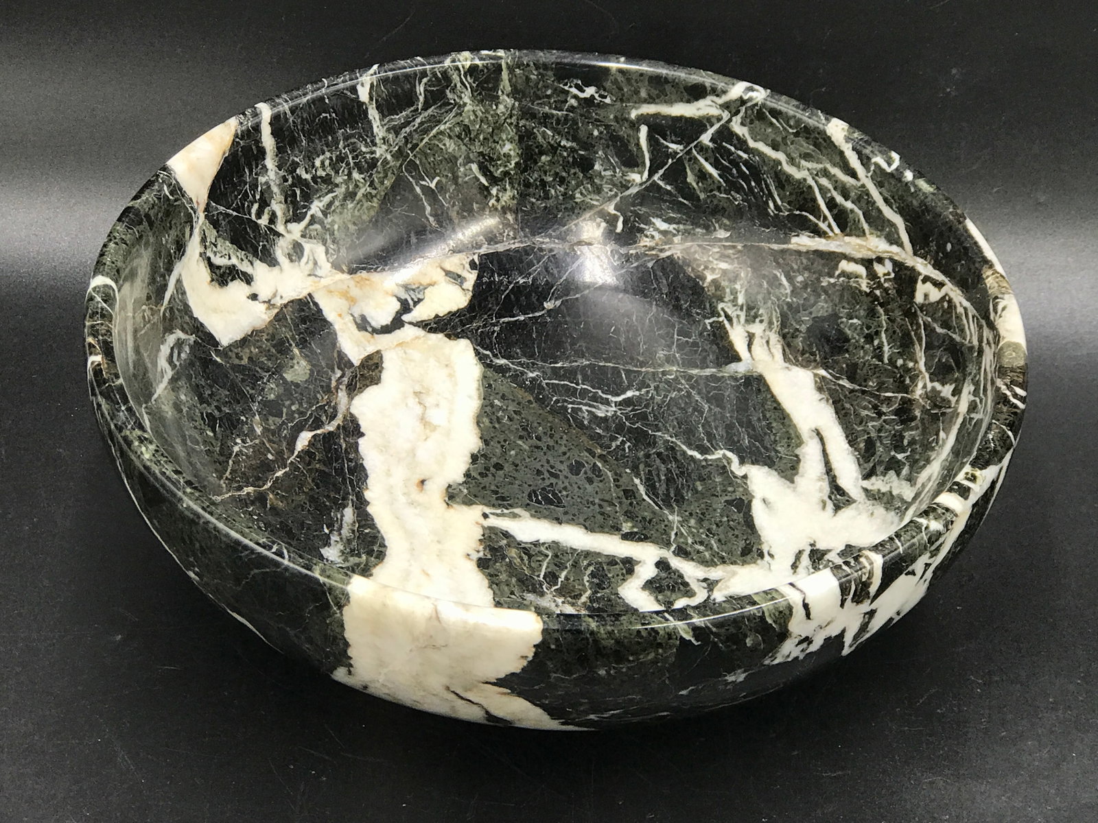 Rock, Crystal, Natural, Decor, Collectible, Carving, Bowl: Green Breciated Marble Bowl Pakistan