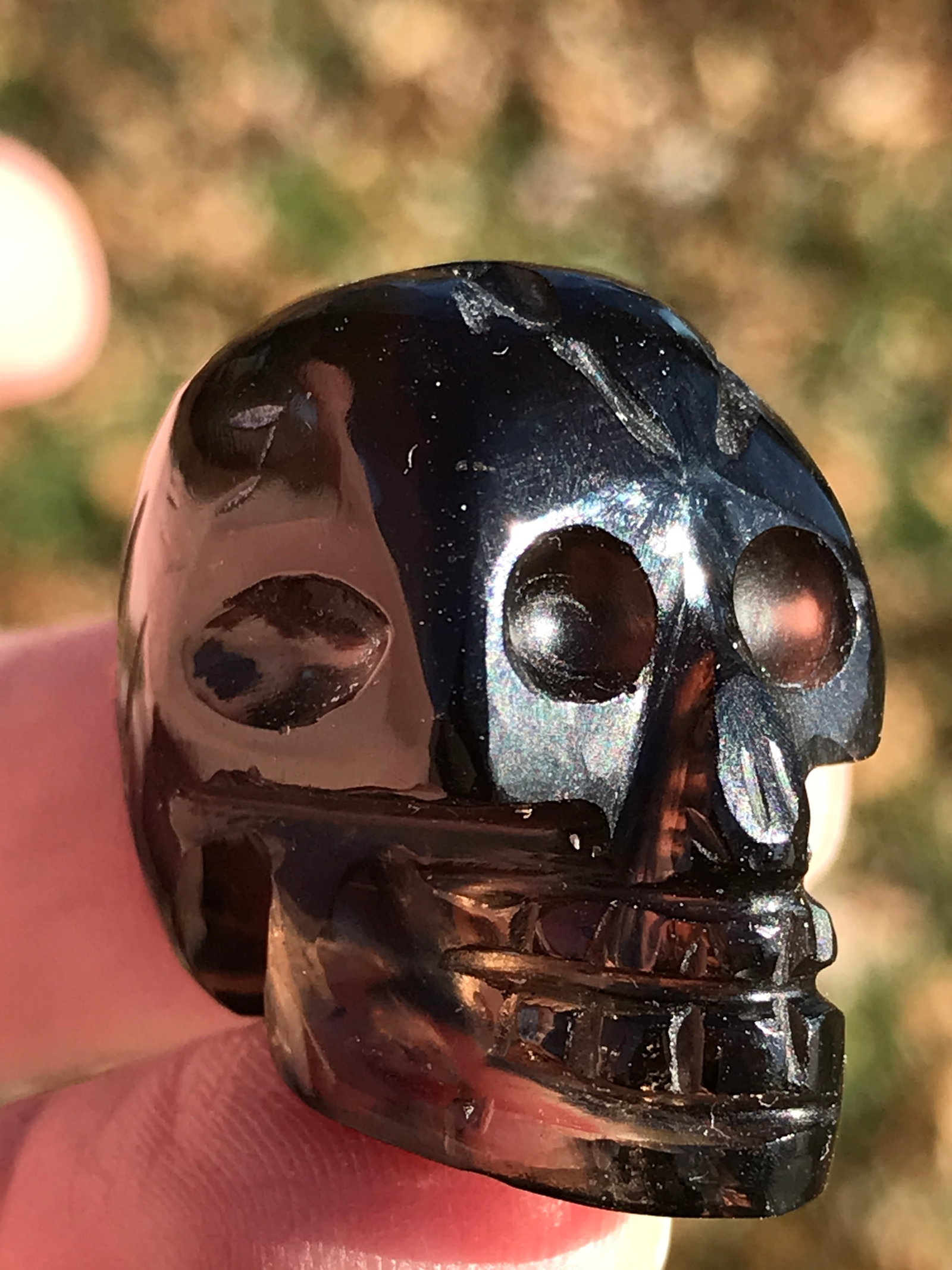 Rock, Crystal, Impact Glass, Tektite, Natural, Decor, Collectible, Carving, Skull: Columbianite Meteor Impact Glass Skull Colombia