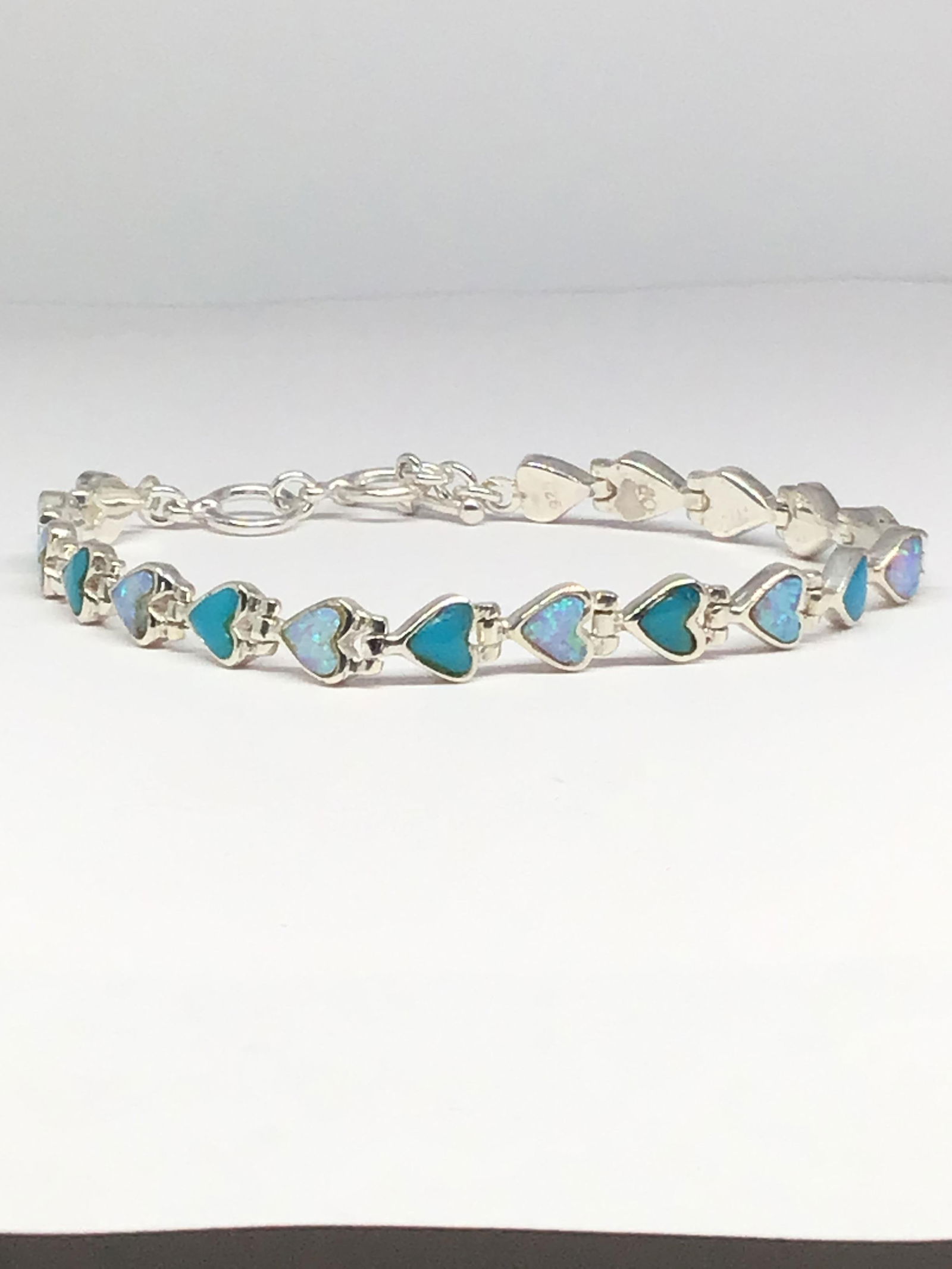 Turquoise and opal Sterling Silver bracelet (1 of 3)
