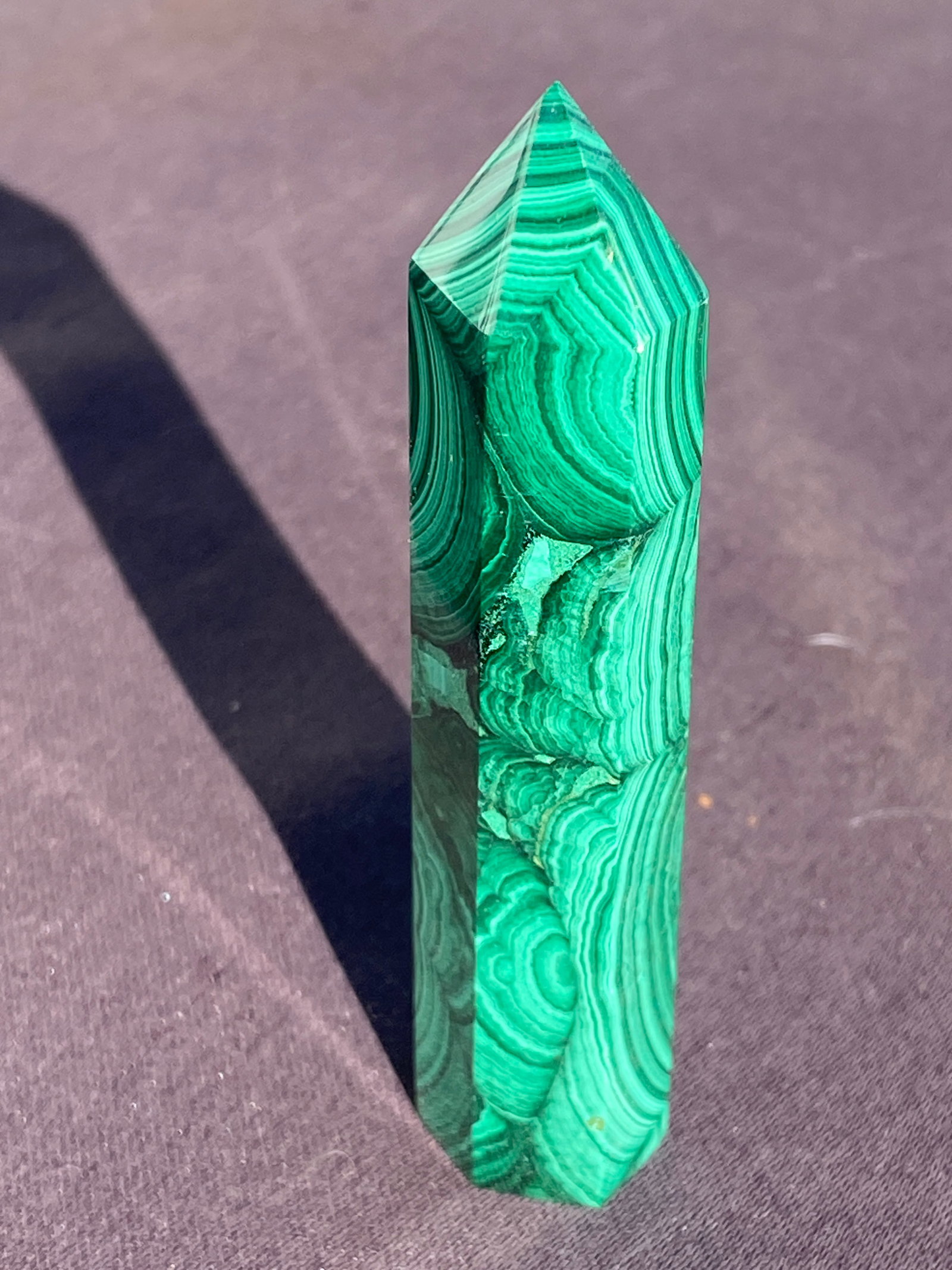 Rock, Crystal, Natural, Decor, Collectible, Carving, Oblisk, Tower: Malachite Oblisk 3.2"